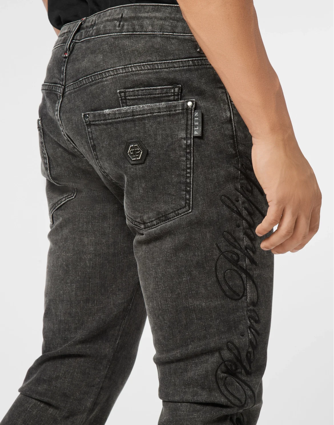Super Straight Cut Denim Trousers Cursive, цвет: Серый