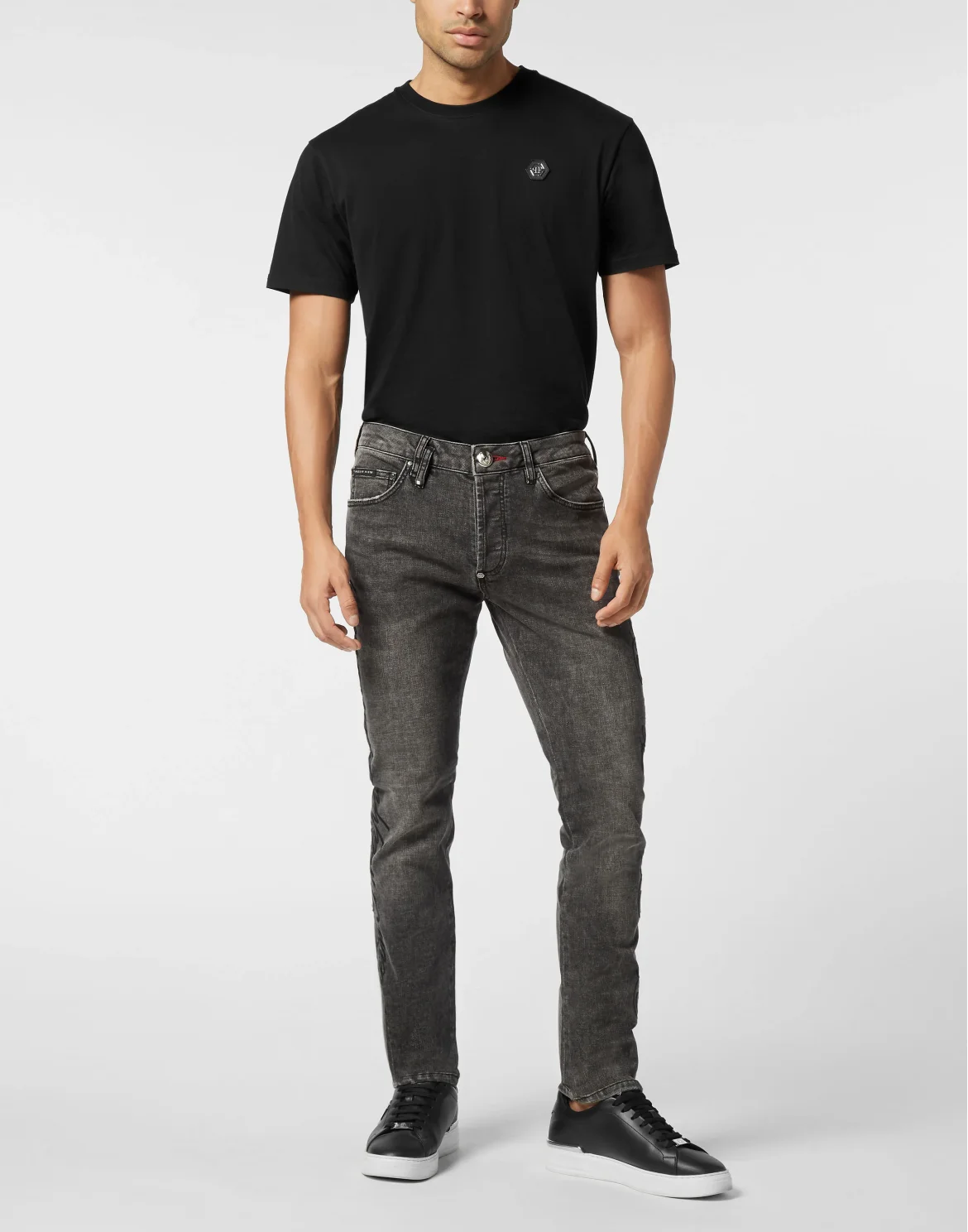 Super Straight Cut Denim Trousers Cursive, цвет: Серый