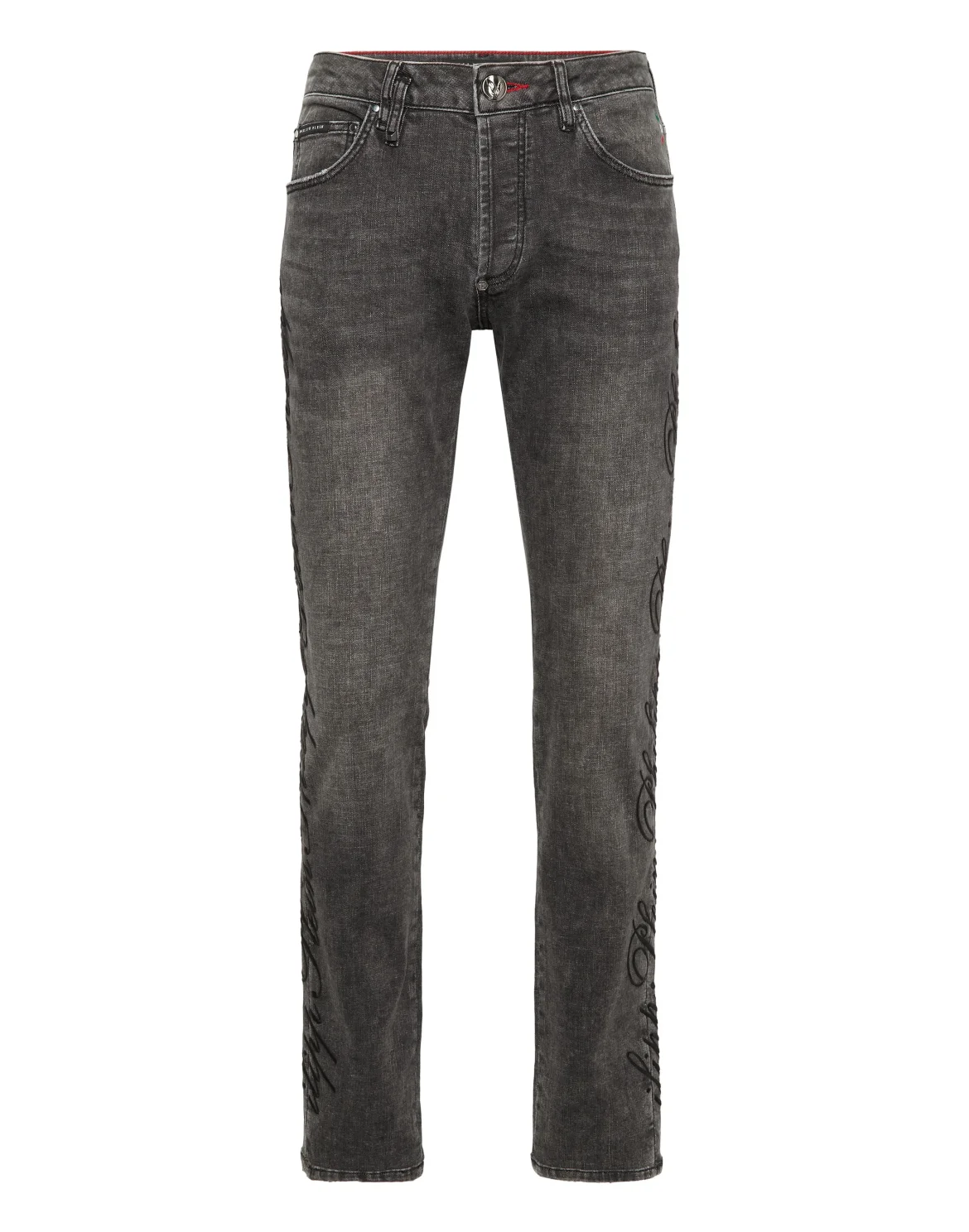 Super Straight Cut Denim Trousers Cursive, цвет: Серый