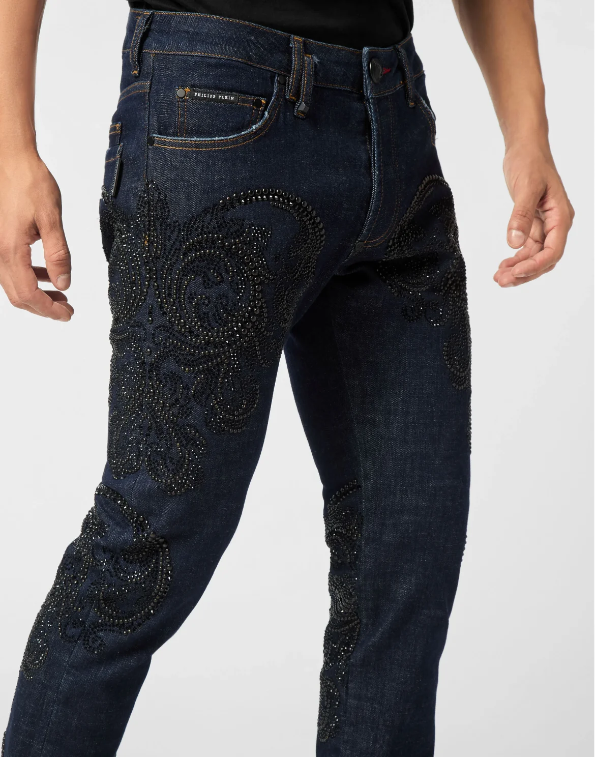 Super Straight Cut Jeans Studs Baroque, цвет: Темно-синий деним
