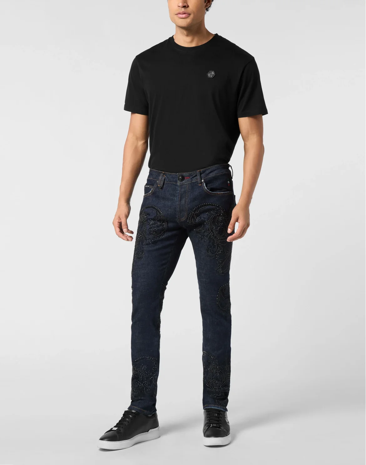 Super Straight Cut Jeans Studs Baroque, цвет: Темно-синий деним