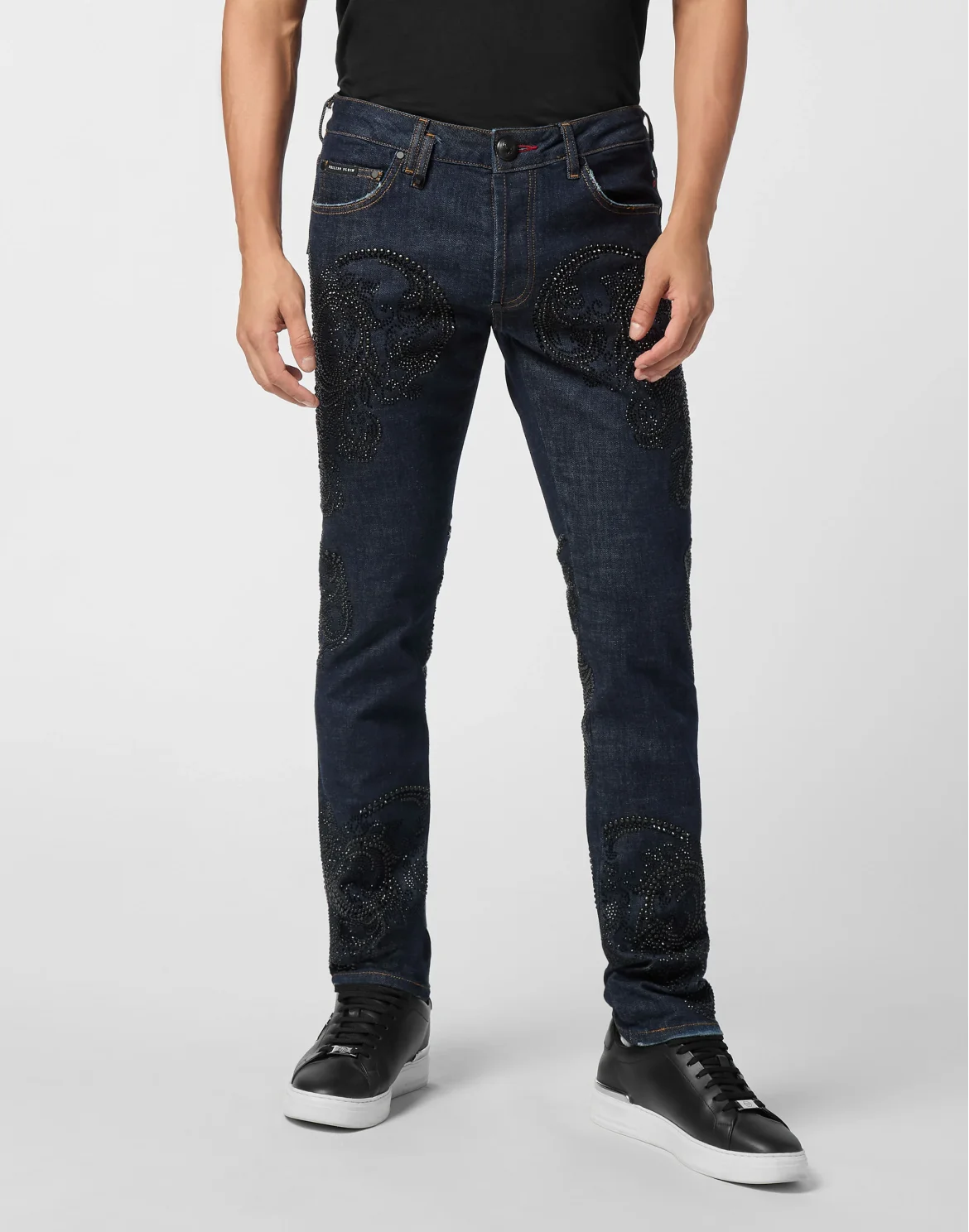 Super Straight Cut Jeans Studs Baroque, цвет: Темно-синий деним