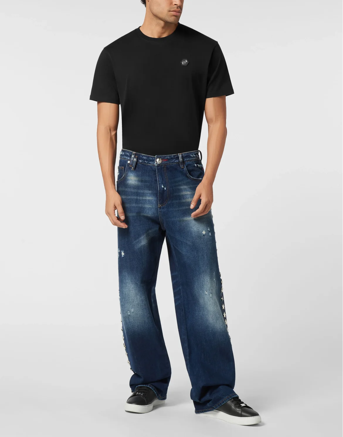 Beach Boy Fit Jeans Stars Studs, цвет: Синий