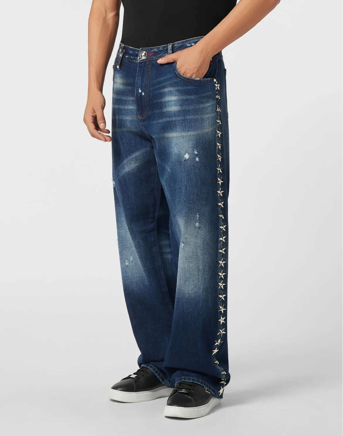 Beach Boy Fit Jeans Stars Studs, цвет: Синий