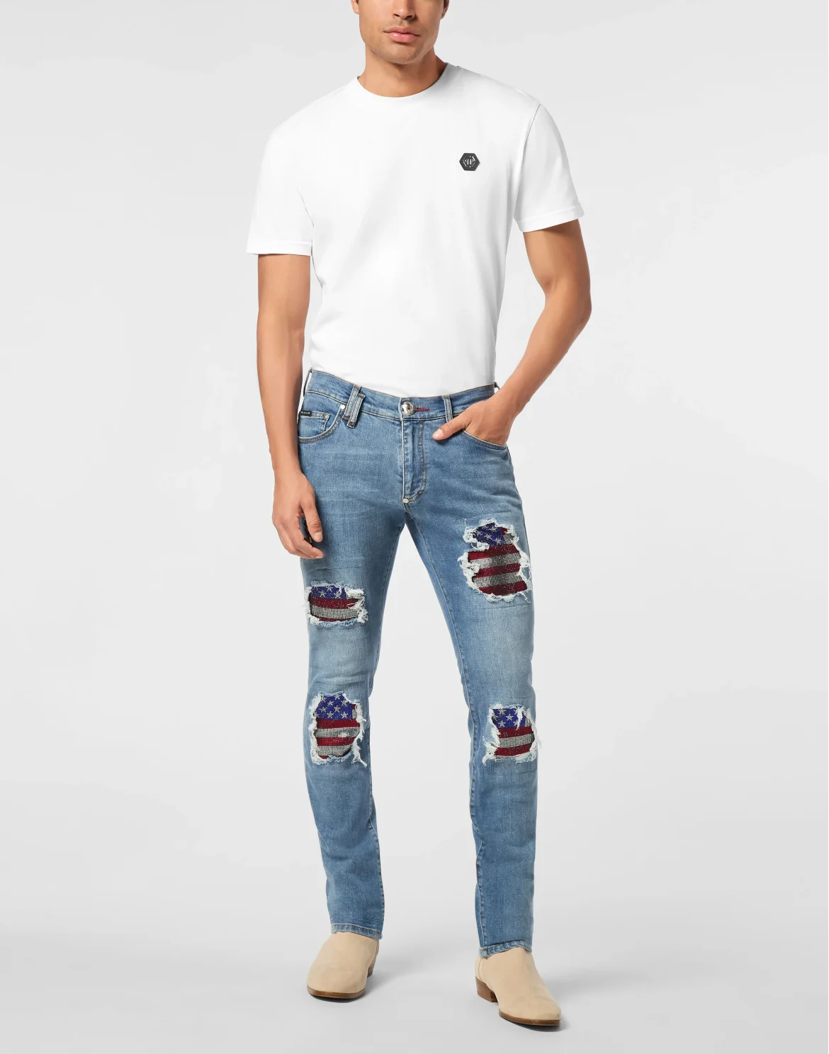 Rock Star Fit Jeans American Flag, цвет: Темно-синий деним