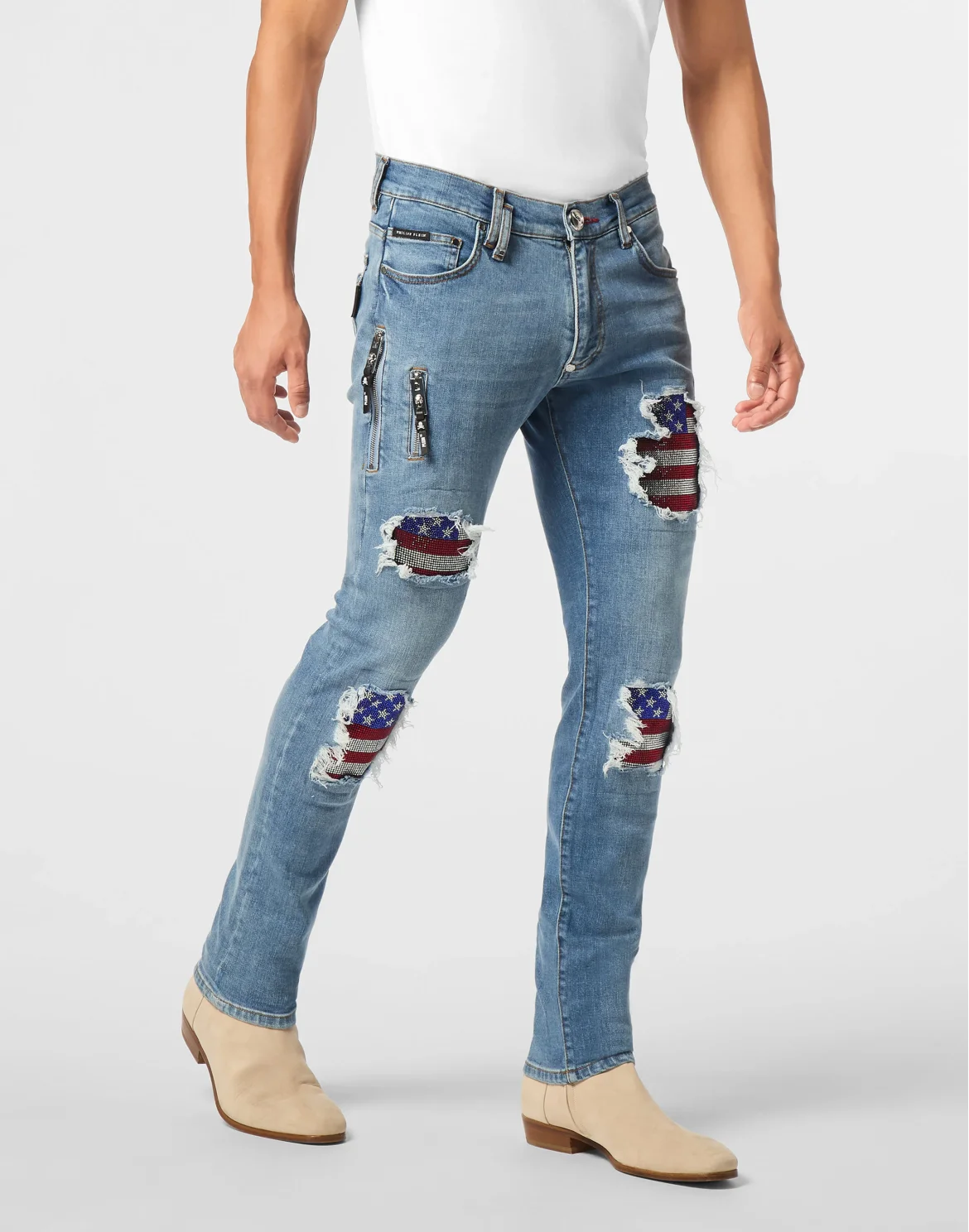 Rock Star Fit Jeans American Flag, цвет: Темно-синий деним