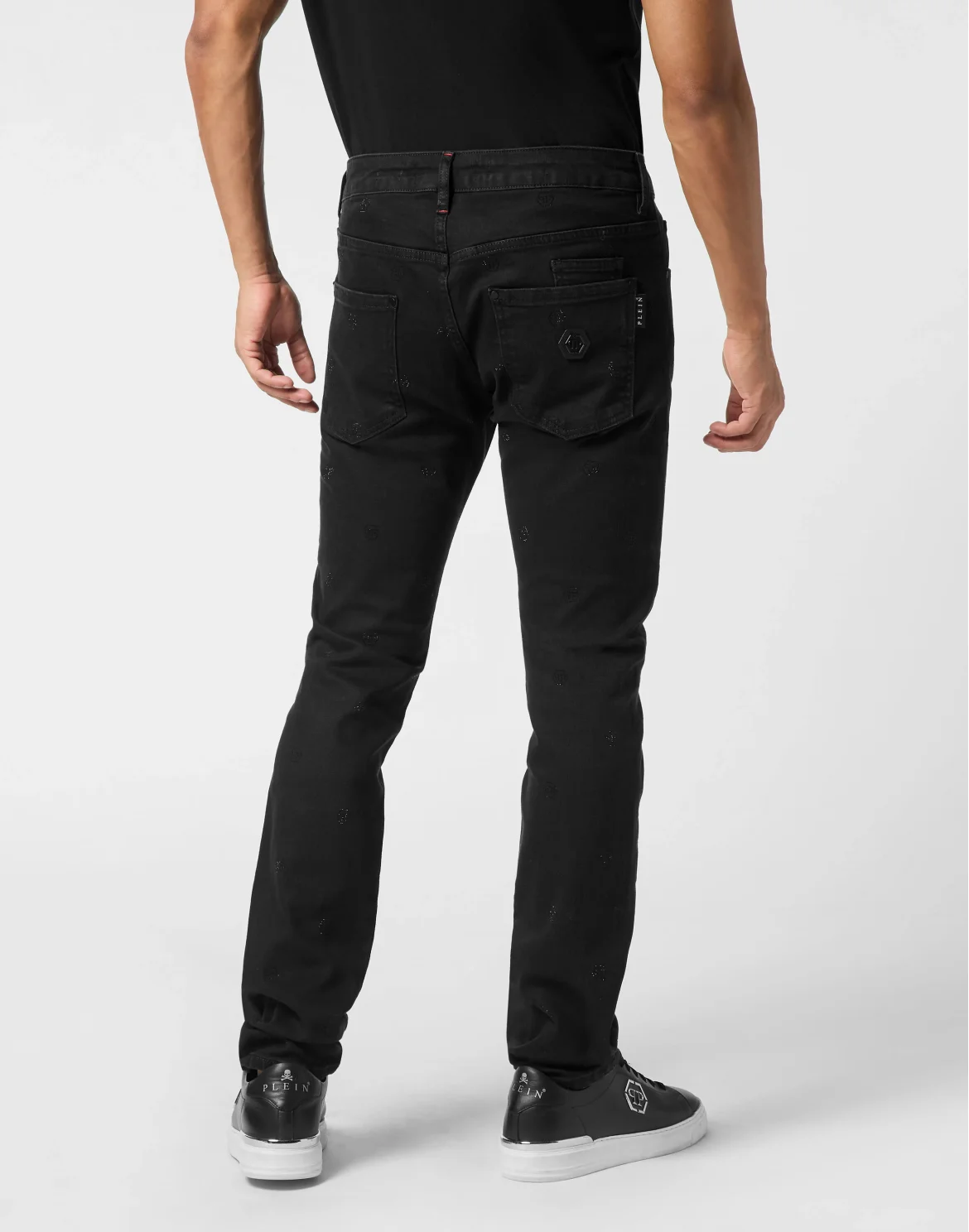 Super Straight Cut Jeans Monogram Strass, цвет: Черный
