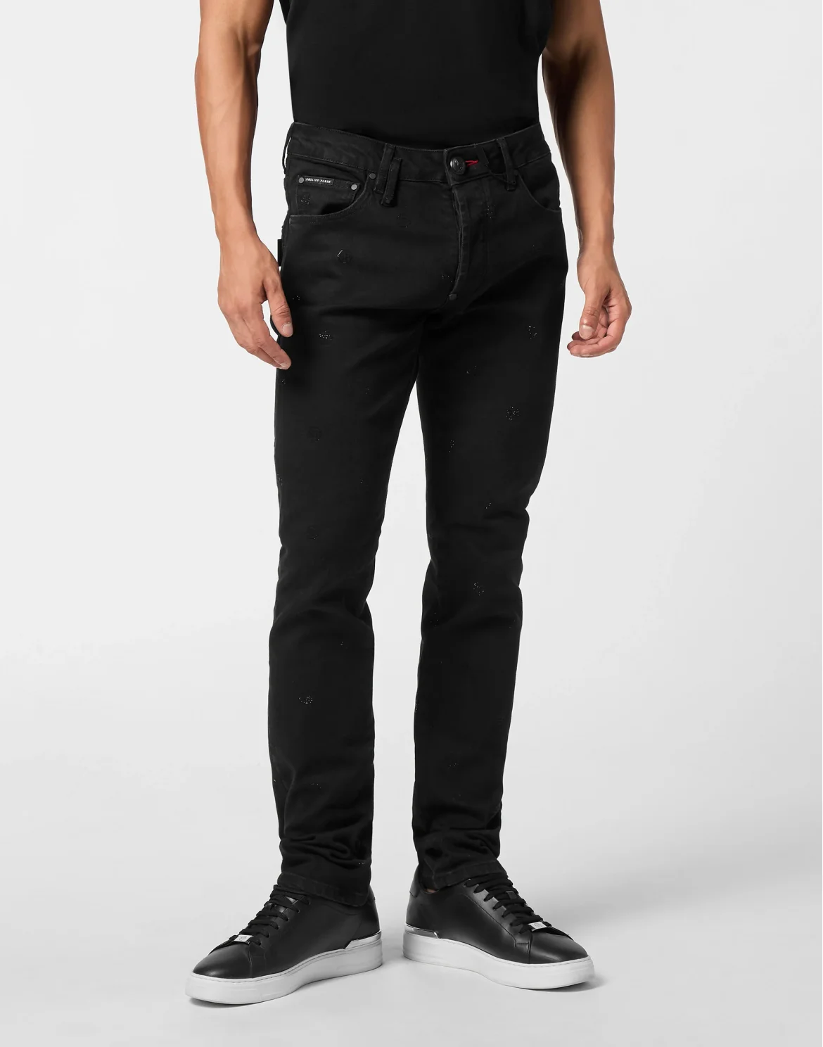 Super Straight Cut Jeans Monogram Strass, цвет: Черный