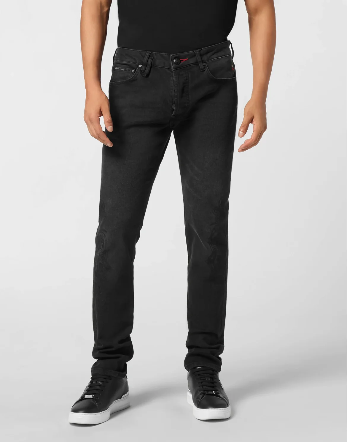 Embroidered Super Straight Cut Jeans Cross Gothic Plein, цвет: Серый