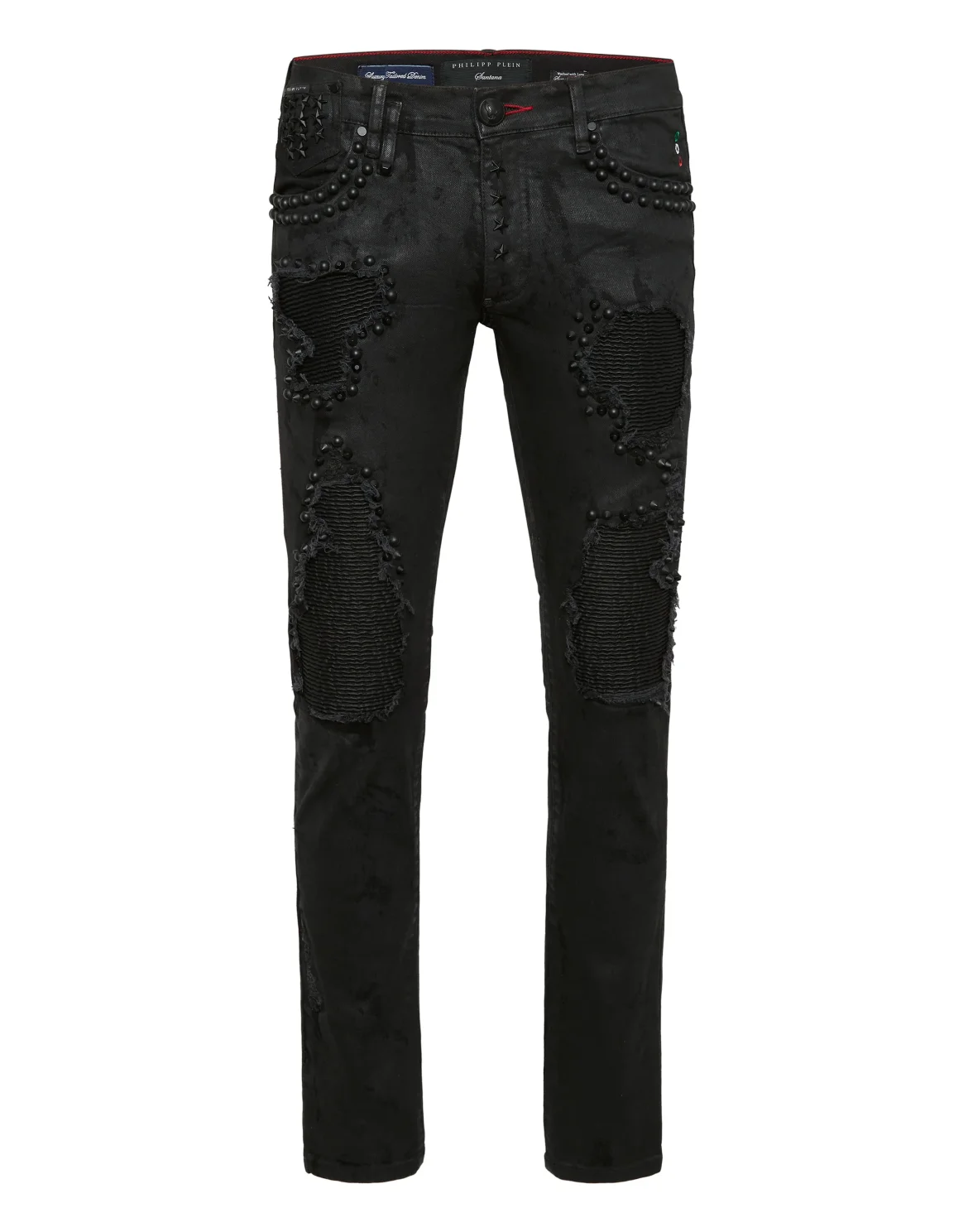 Rock Star Fit Jeans with Leather Inserts and Studs, цвет: Черный