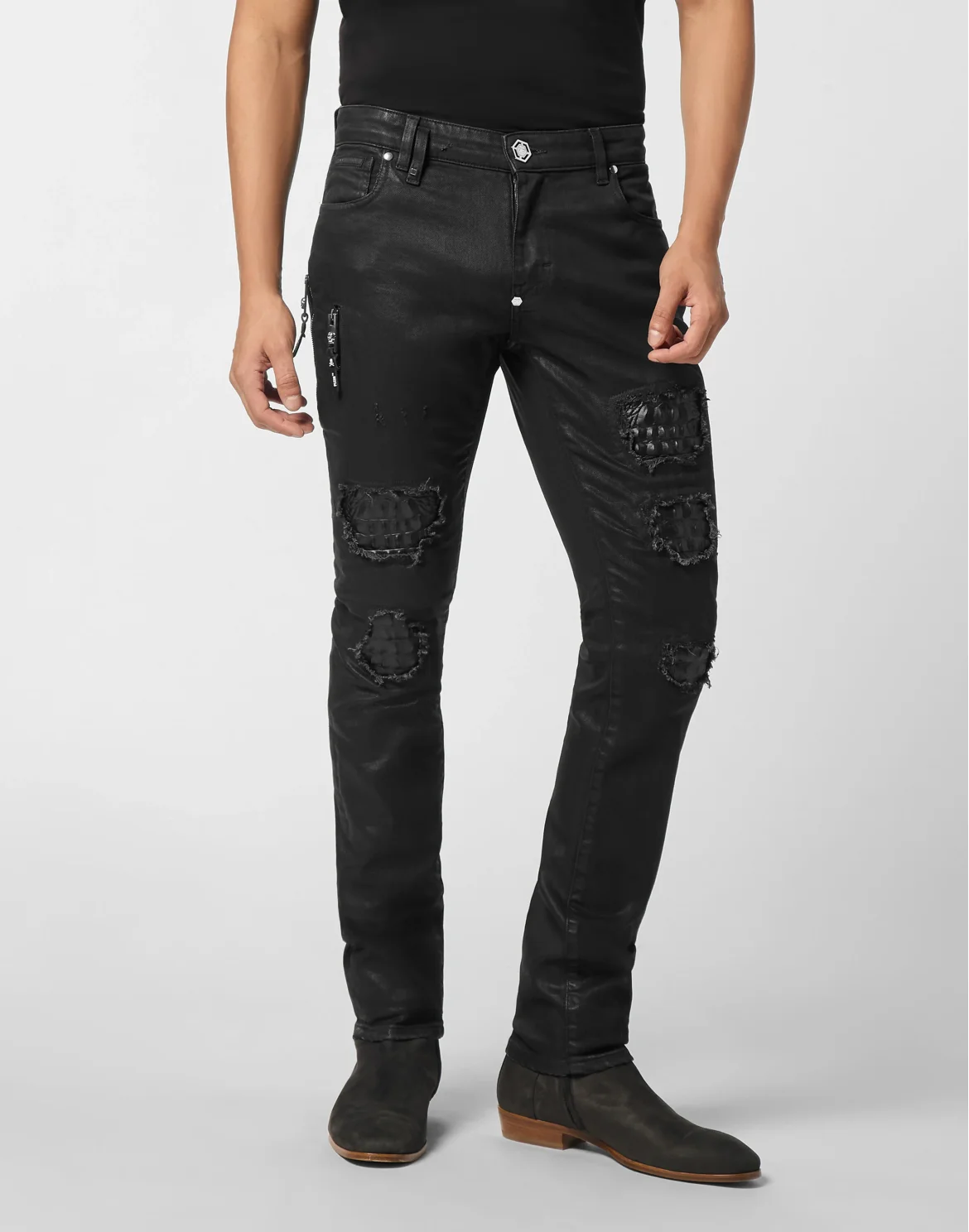 Rockstar Jeans with Cocco Embossed Inserts, цвет: Черный