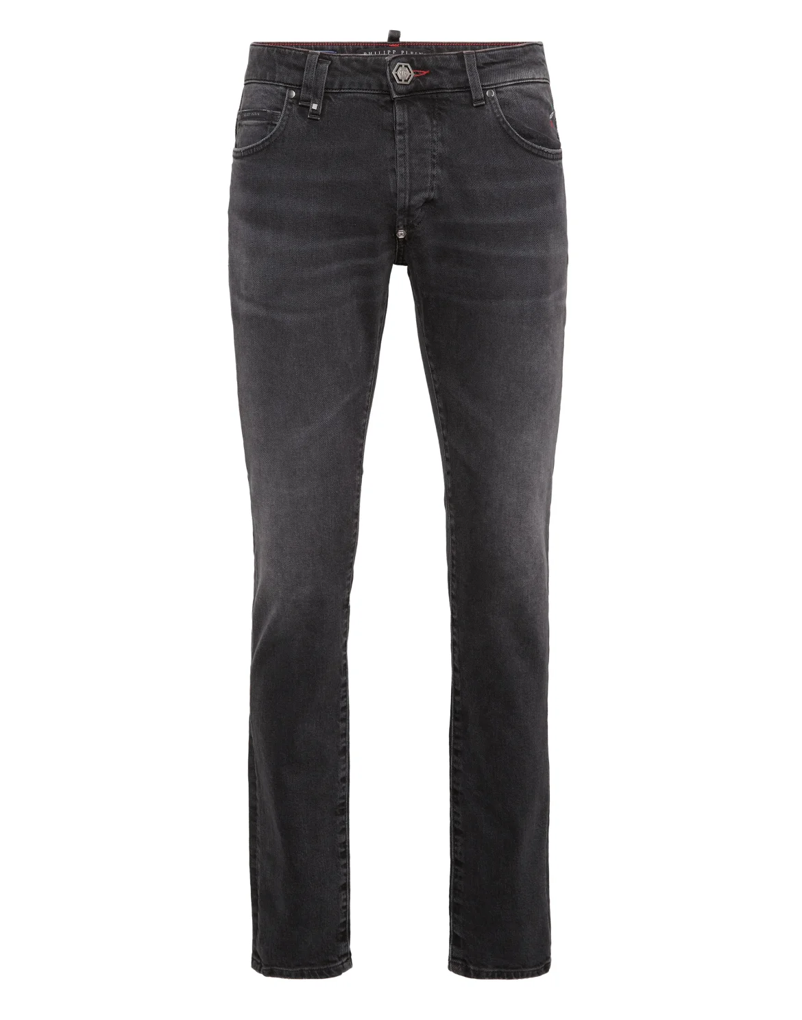 Super Straight Cut Jeans with Monogram Patches, цвет: Серый