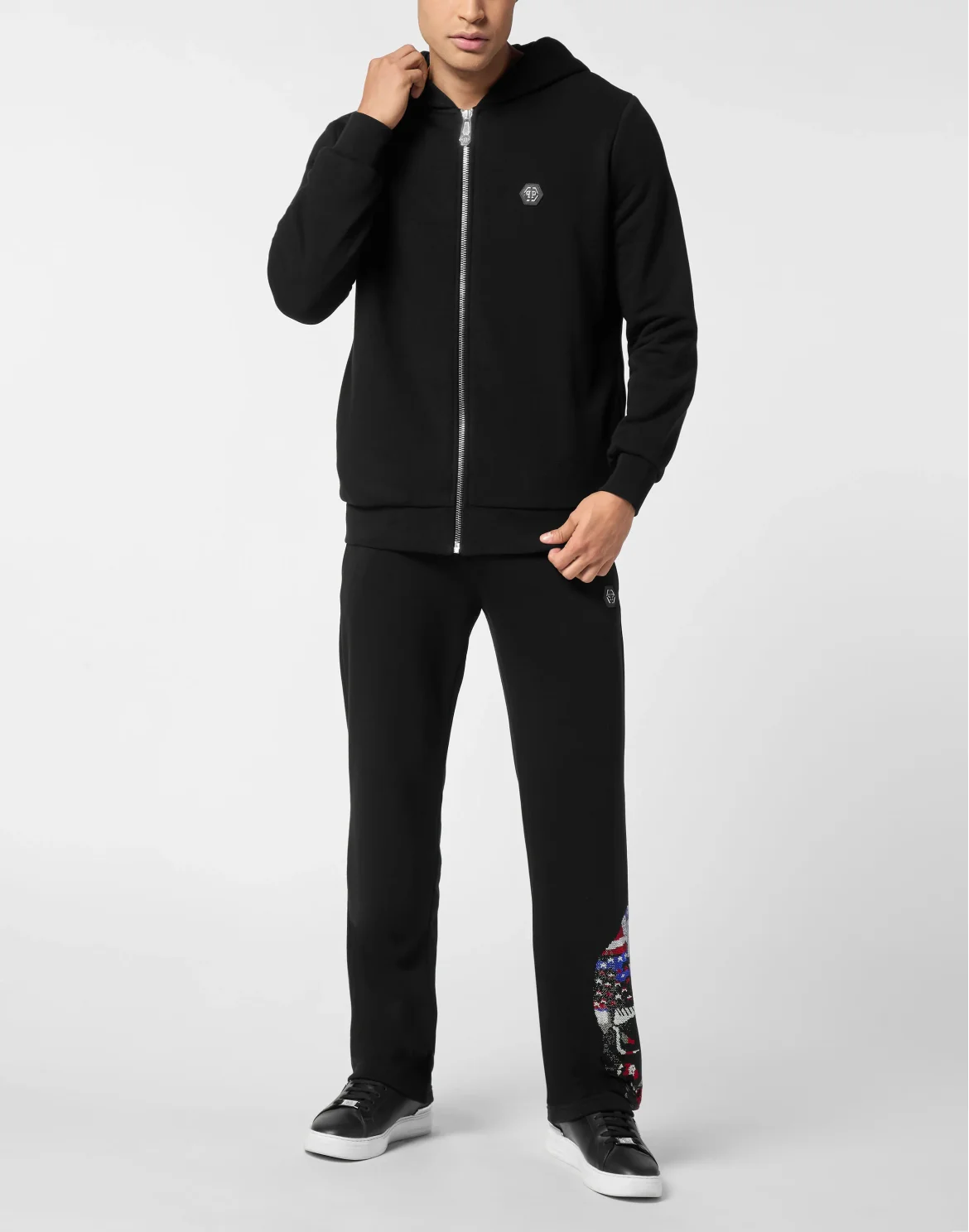 Fleece Zip Hoodie Skull America, цвет: Черный