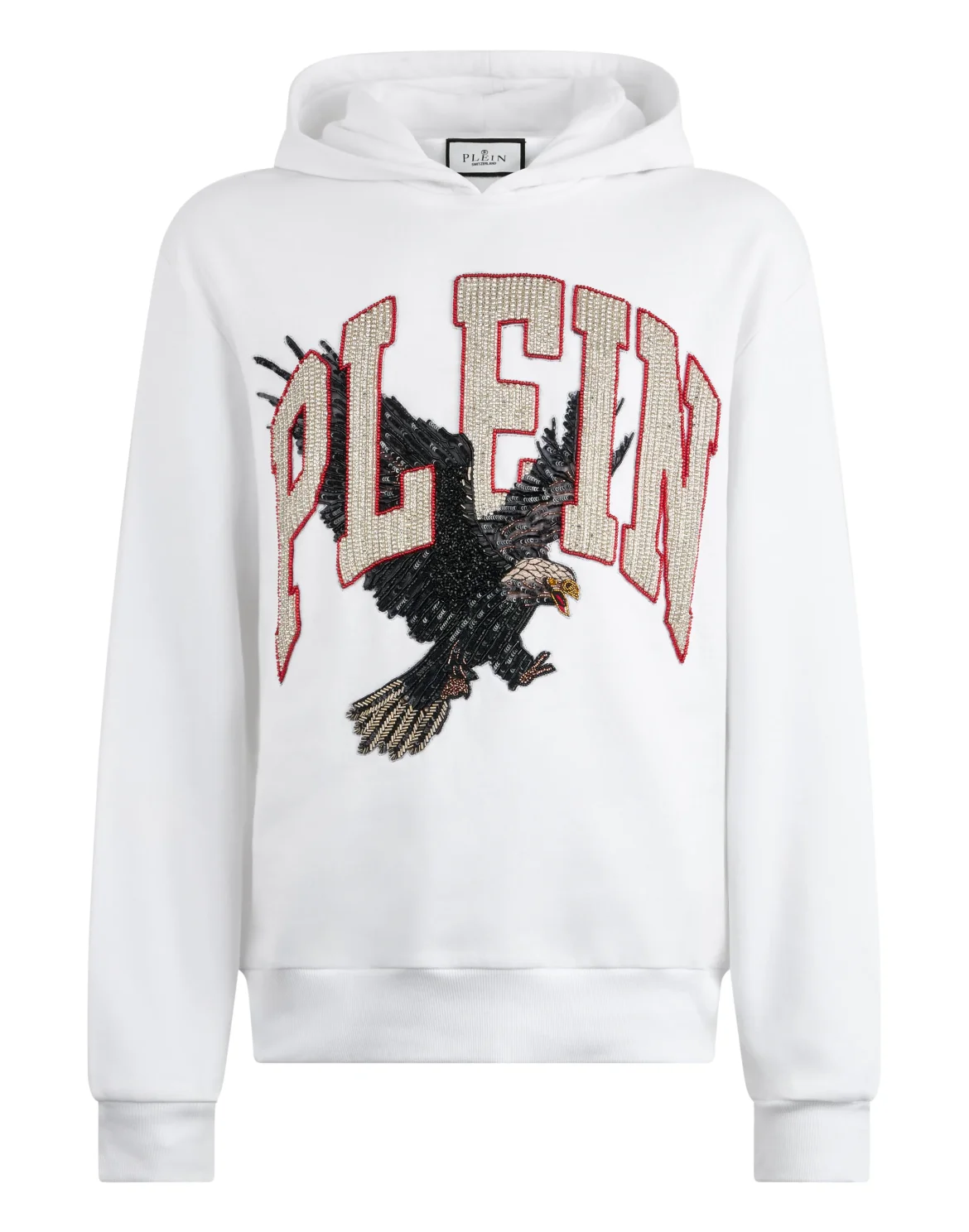 Washed Hoodie Sweatshirt Plein Eagle, цвет: Белый