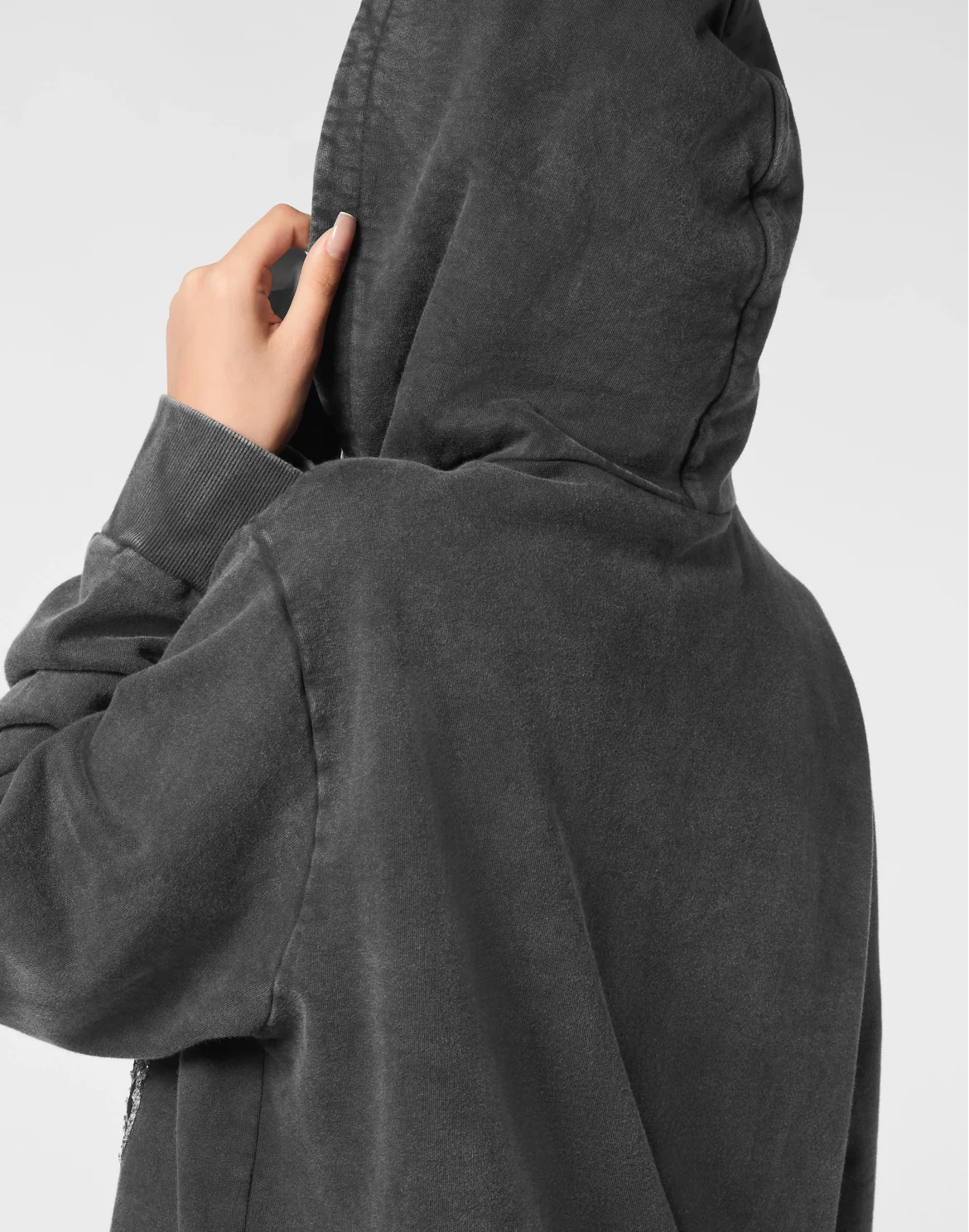 Washed Hoodie Sweatshirt Baroque Skull, цвет: Черный