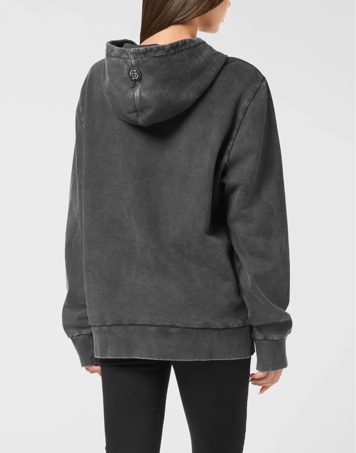 Washed Hoodie Sweatshirt Baroque Skull, цвет: Черный