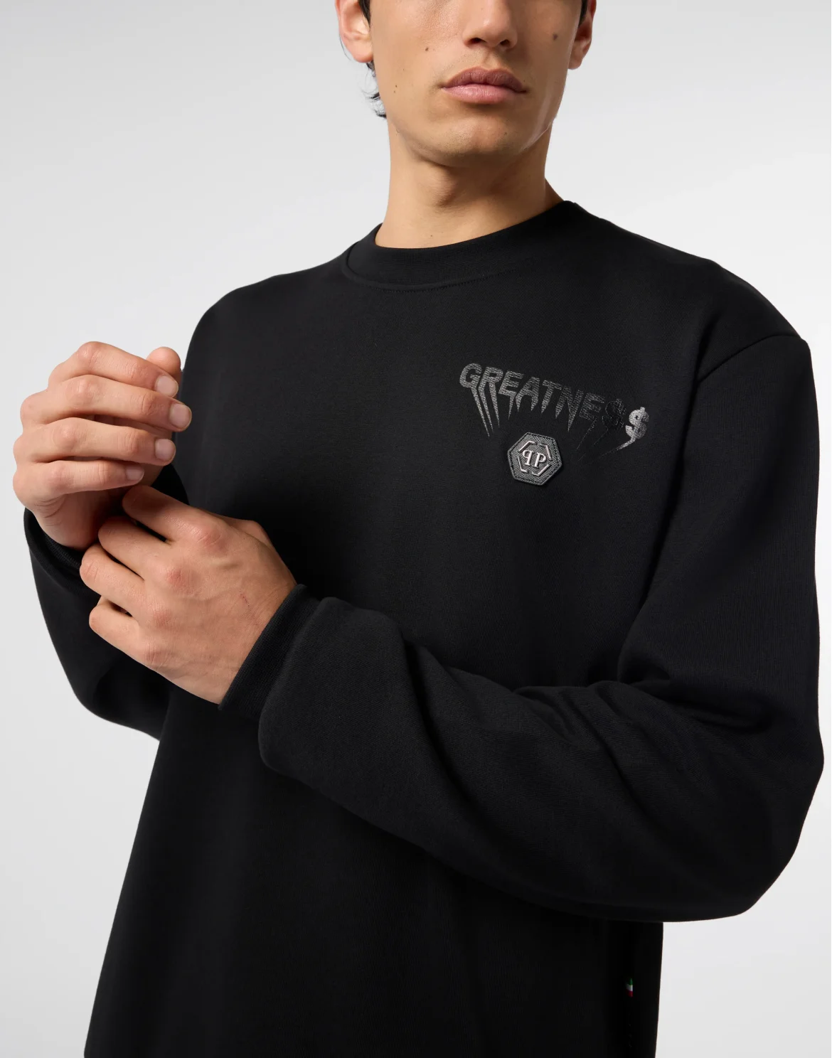 Fleece Round Neck Sweatshirt Greatness, цвет: Черный