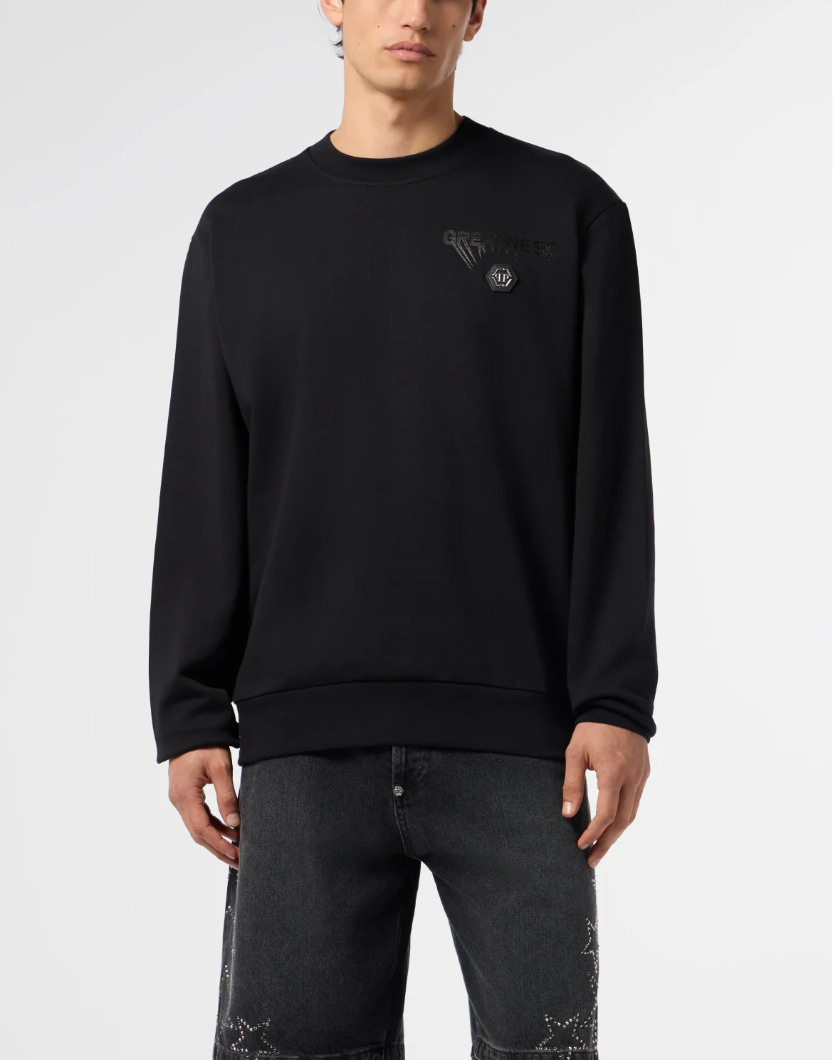 Fleece Round Neck Sweatshirt Greatness, цвет: Черный