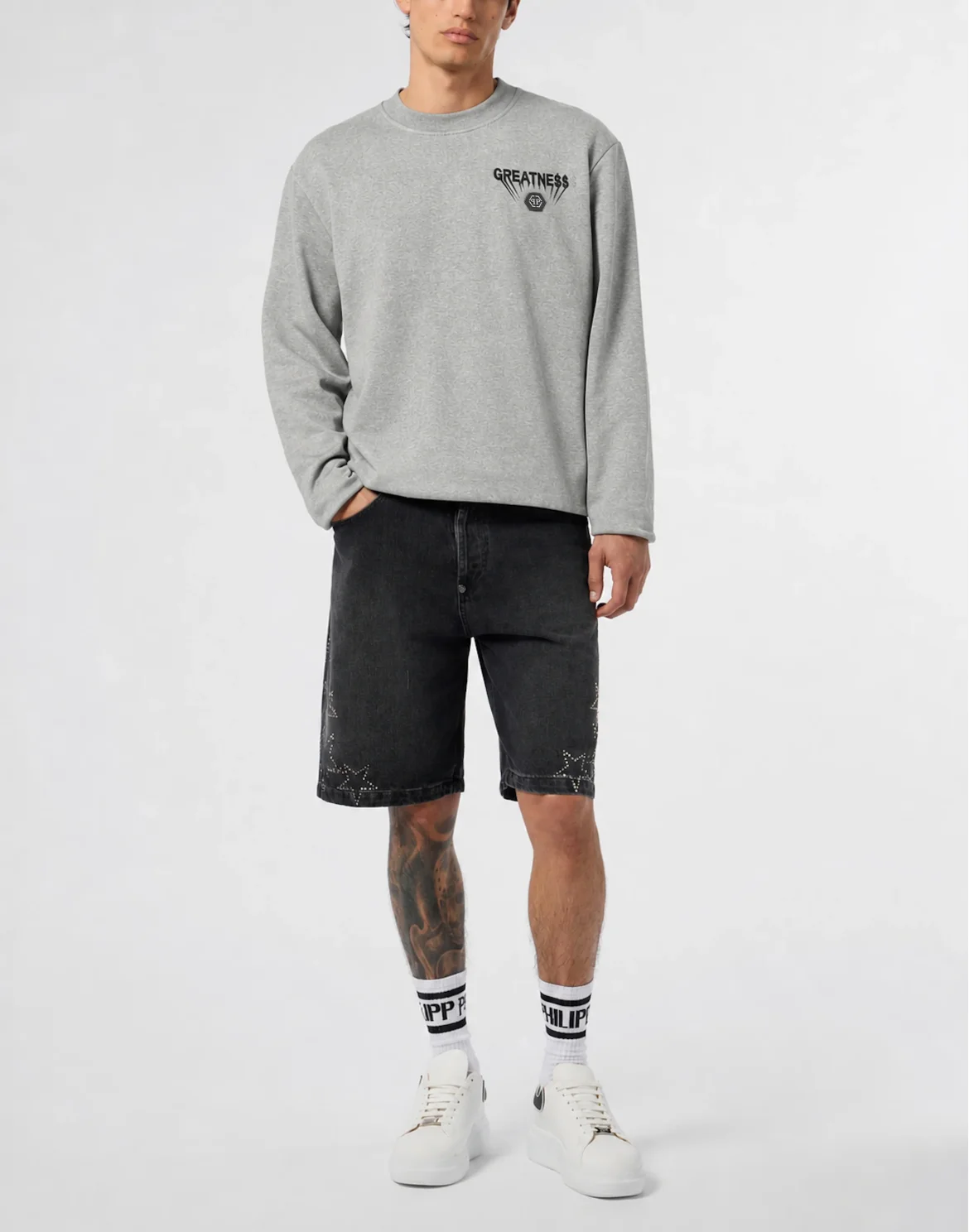 Fleece Round Neck Sweatshirt Greatness, цвет: Серый
