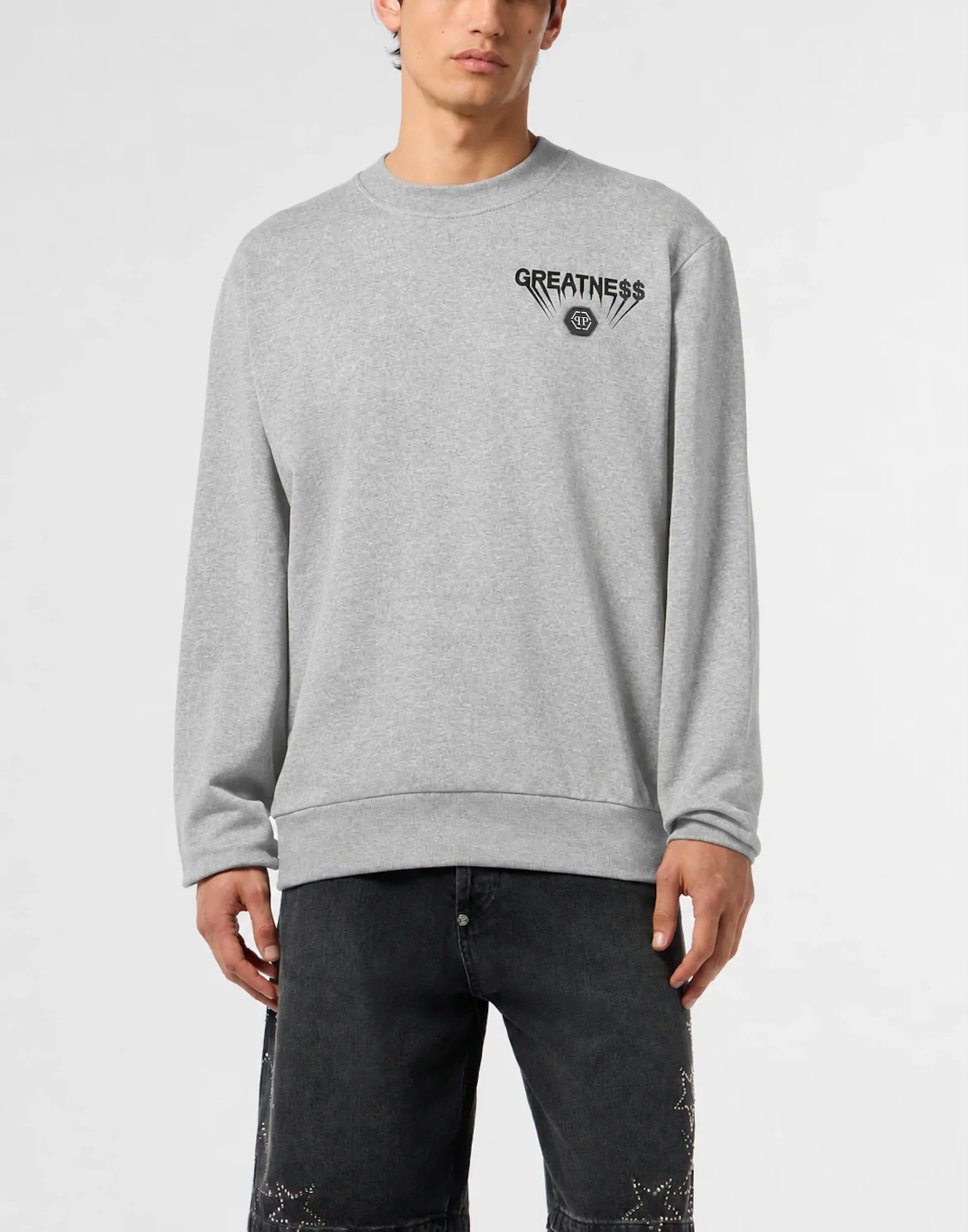 Fleece Round Neck Sweatshirt Greatness, цвет: Серый