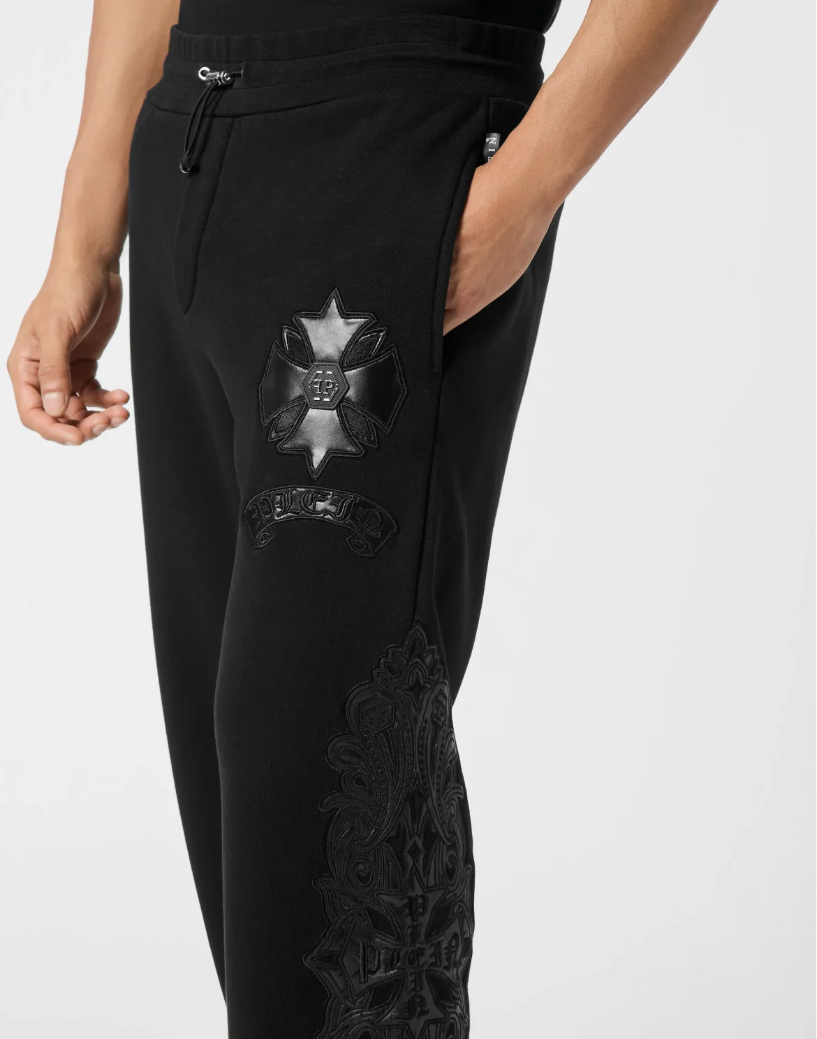 Jogging Pants with Leather Inserts Chrome Crest, цвет: Черный