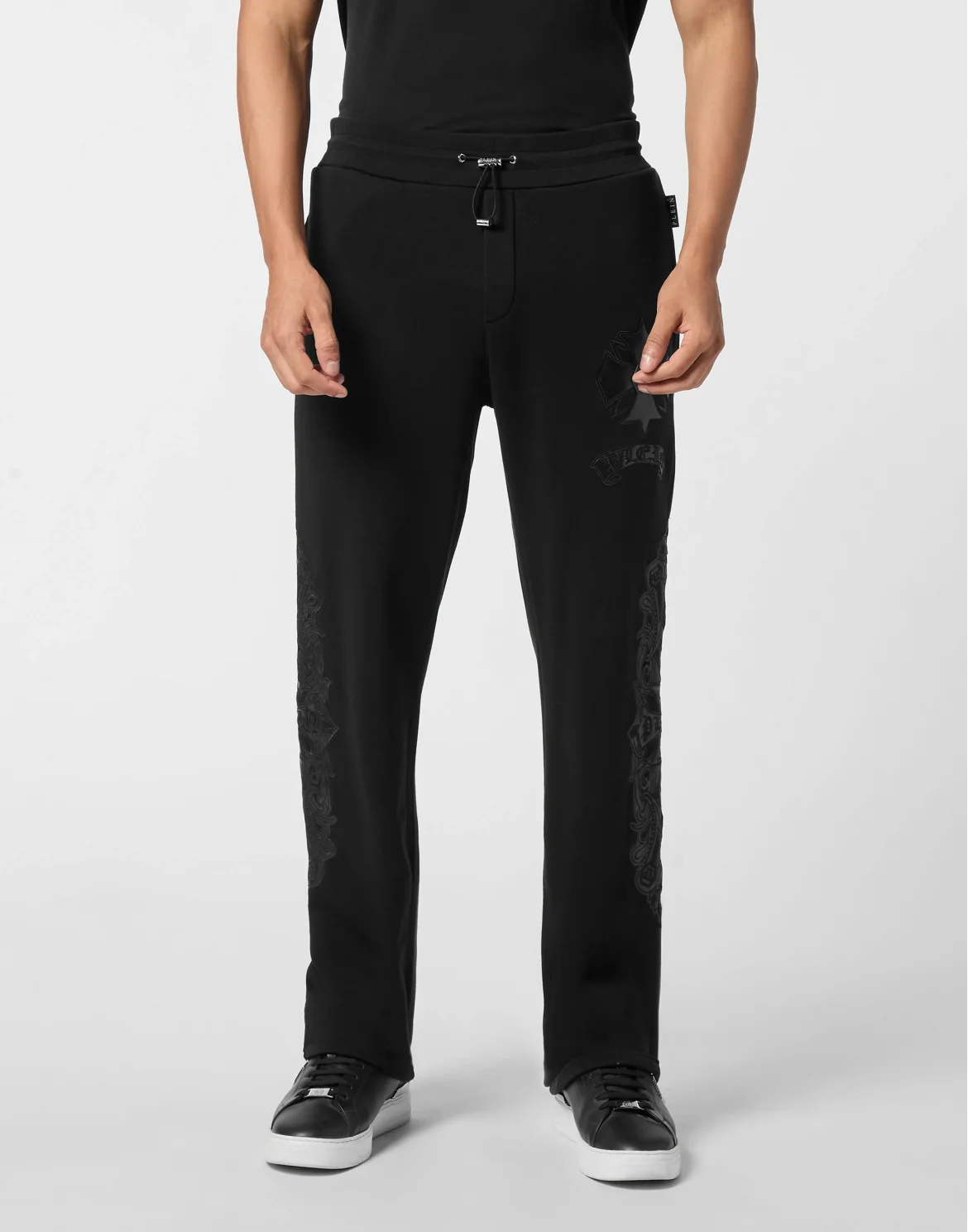 Jogging Pants with Leather Inserts Chrome Crest, цвет: Черный