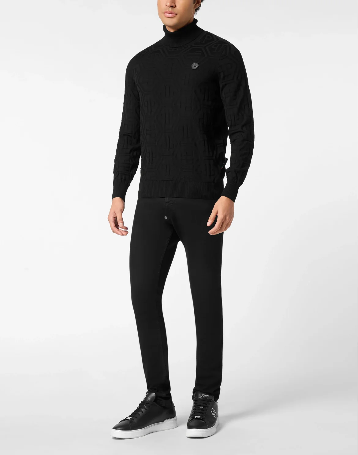 Merino Wool and Silk Turtleneck Monogram, цвет: Черный