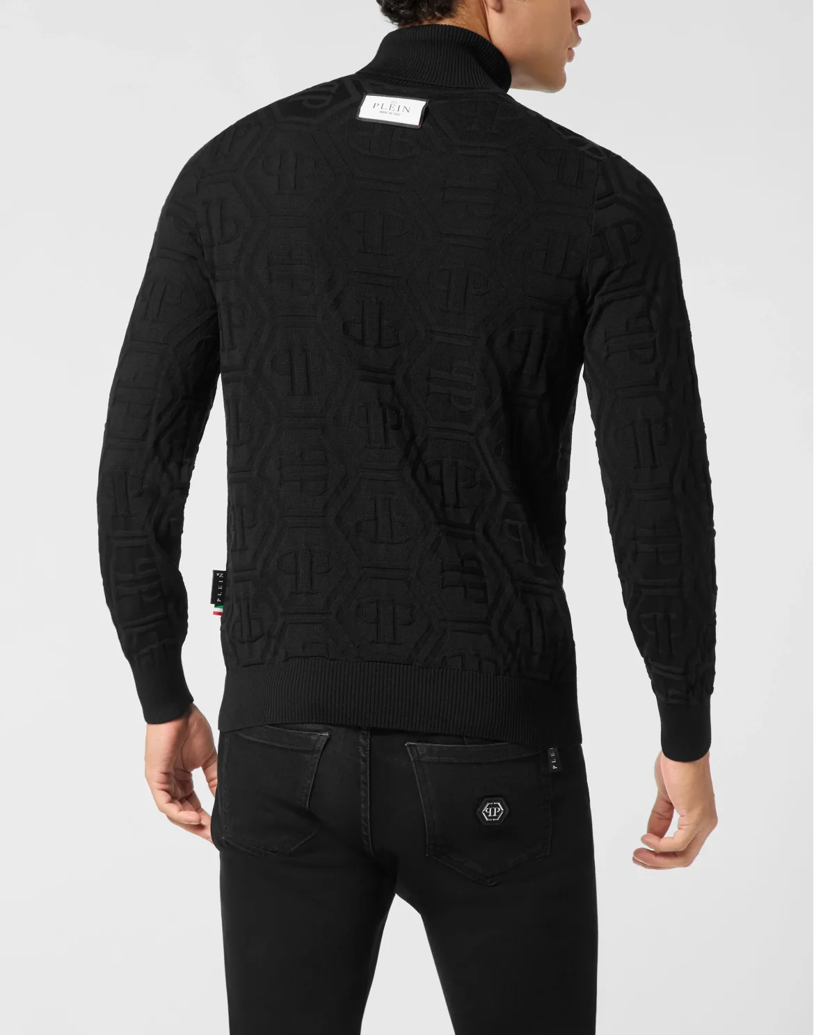 Merino Wool and Silk Turtleneck Monogram, цвет: Черный