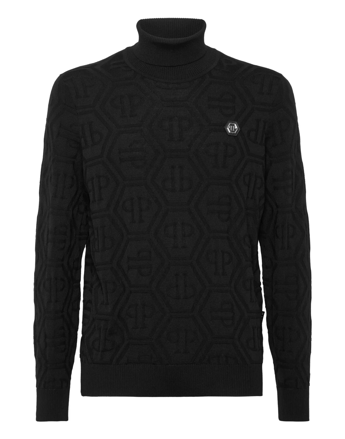 Merino Wool and Silk Turtleneck Monogram, цвет: Черный