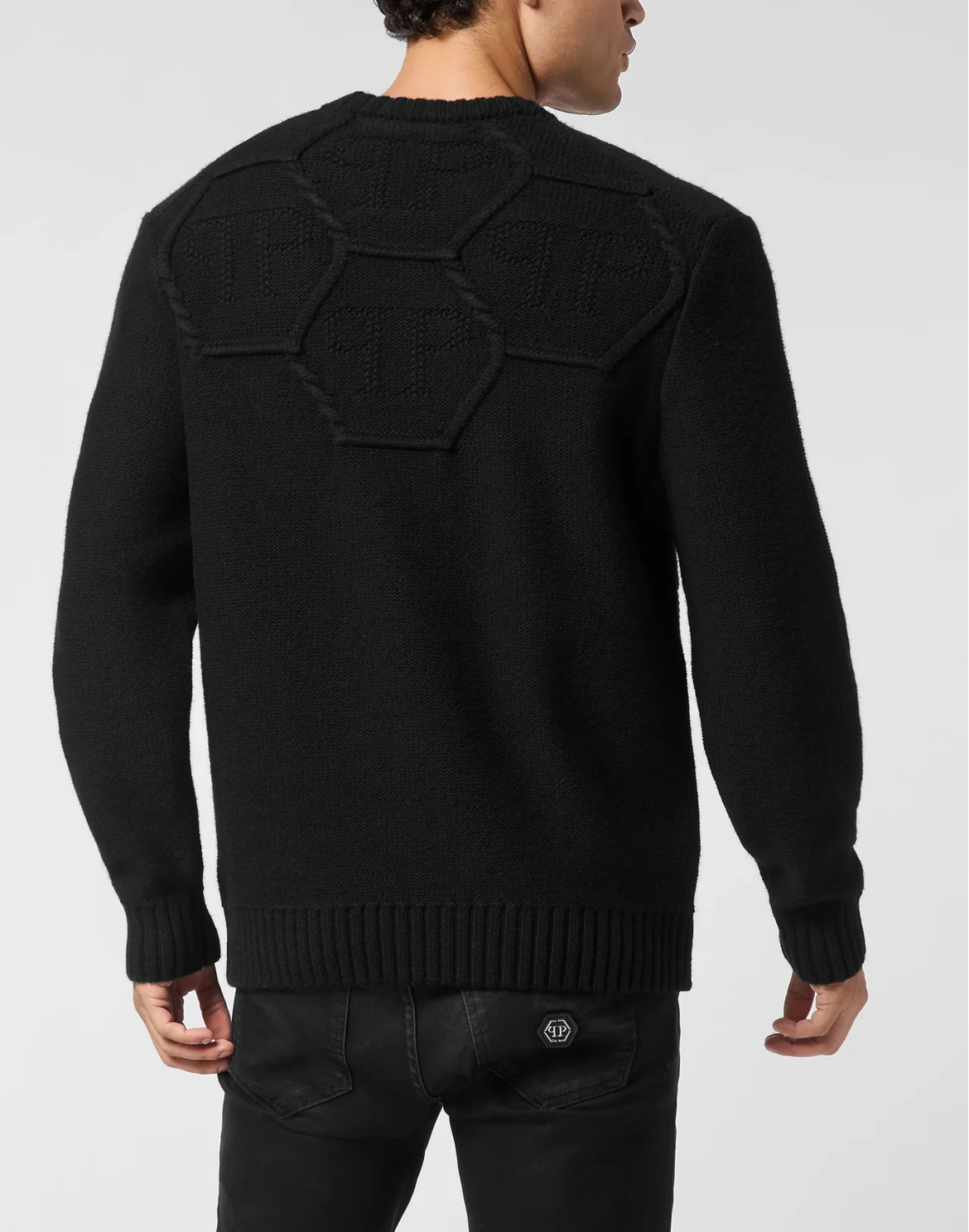 Lambswool Round Neck Pullover Monogram Hexagon, цвет: Черный
