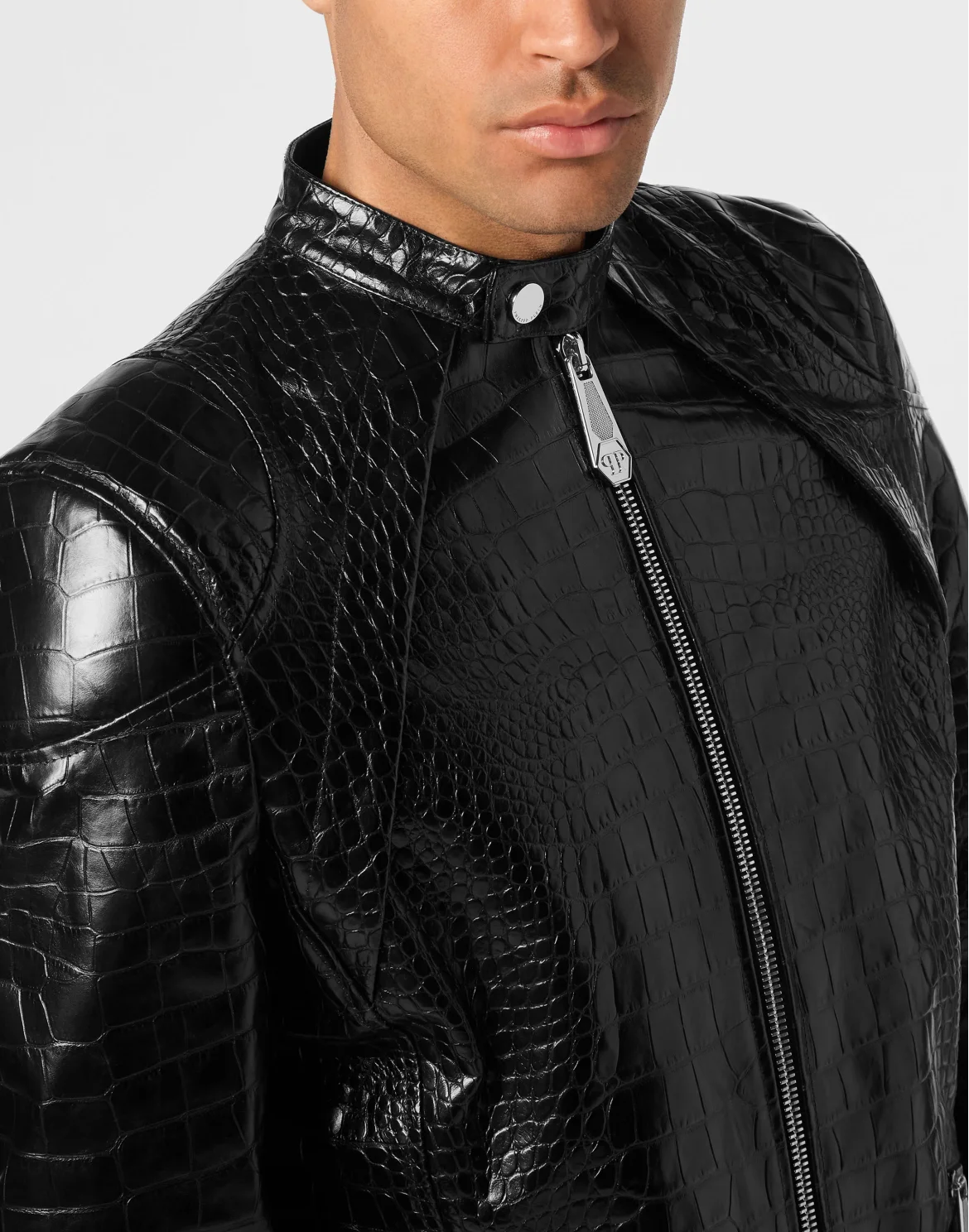 Leather Moto Jacket Cocco Print, цвет: Черный