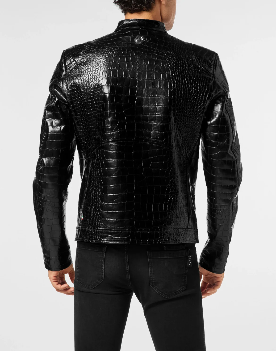 Leather Moto Jacket Cocco Print, цвет: Черный