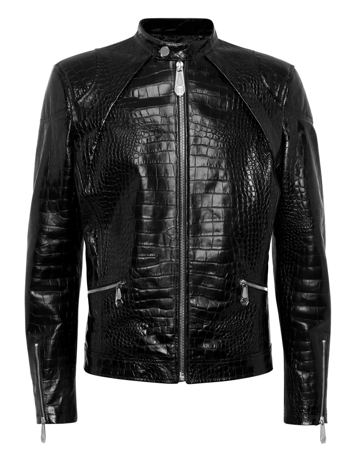 Leather Moto Jacket Cocco Print, цвет: Черный
