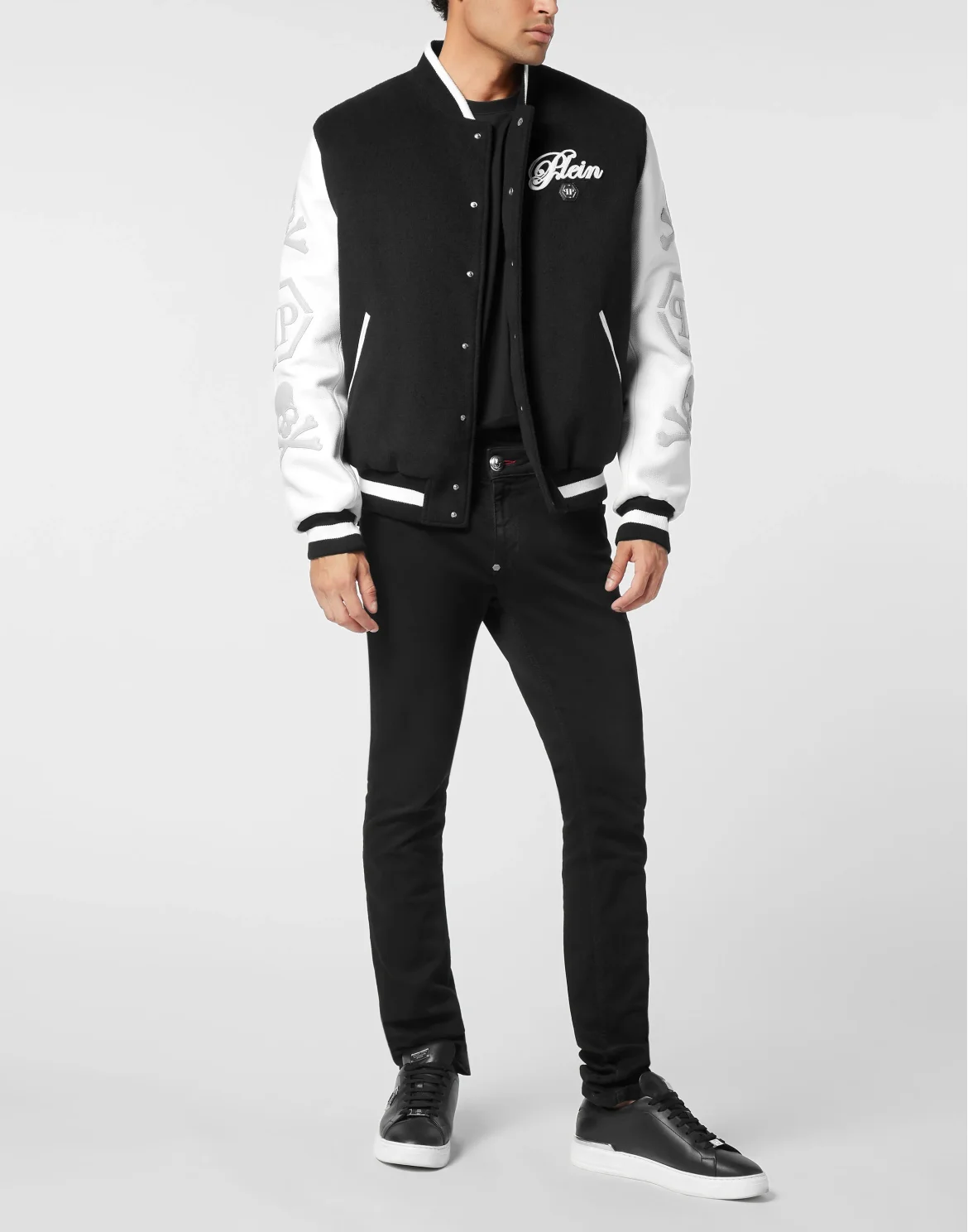 Leather and Wool Varsity Bomber Signature Edition, цвет: Черный