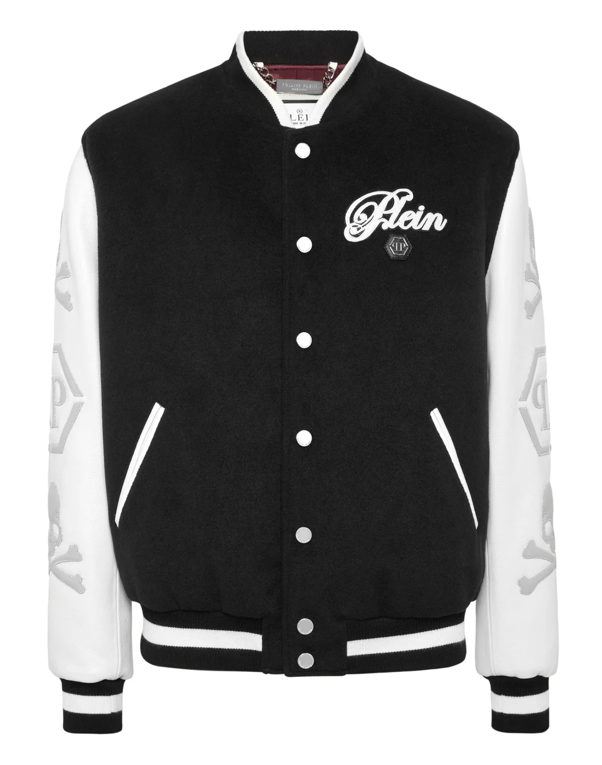 Leather and Wool Varsity Bomber Signature Edition, цвет: Черный