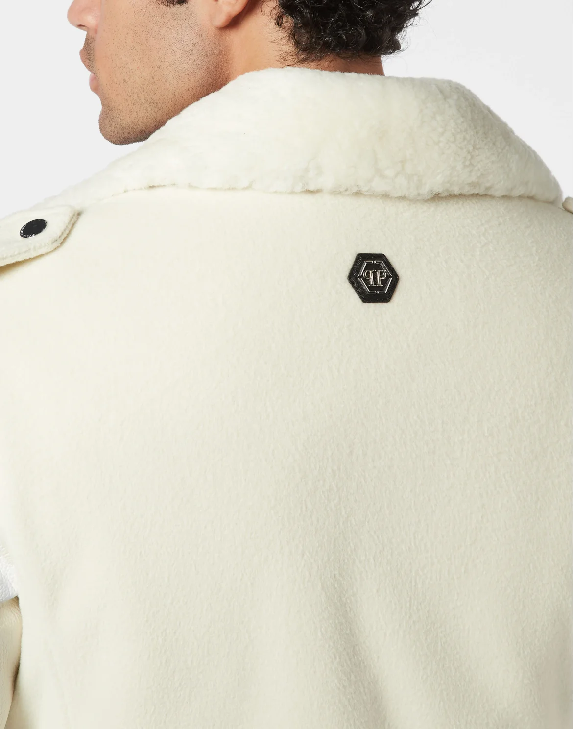 Leather and Wool Varsity Biker Jacket Skull & Bones, цвет: Бежевый
