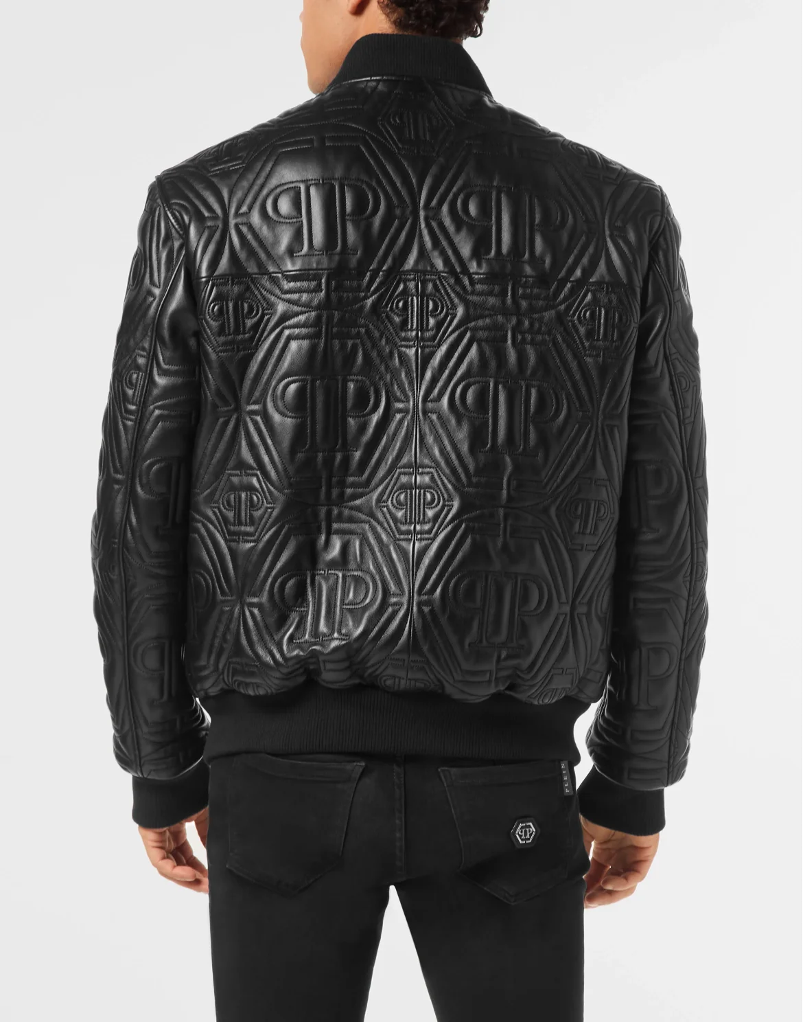 Embossed Leather Bomber Monogram, цвет: Черный