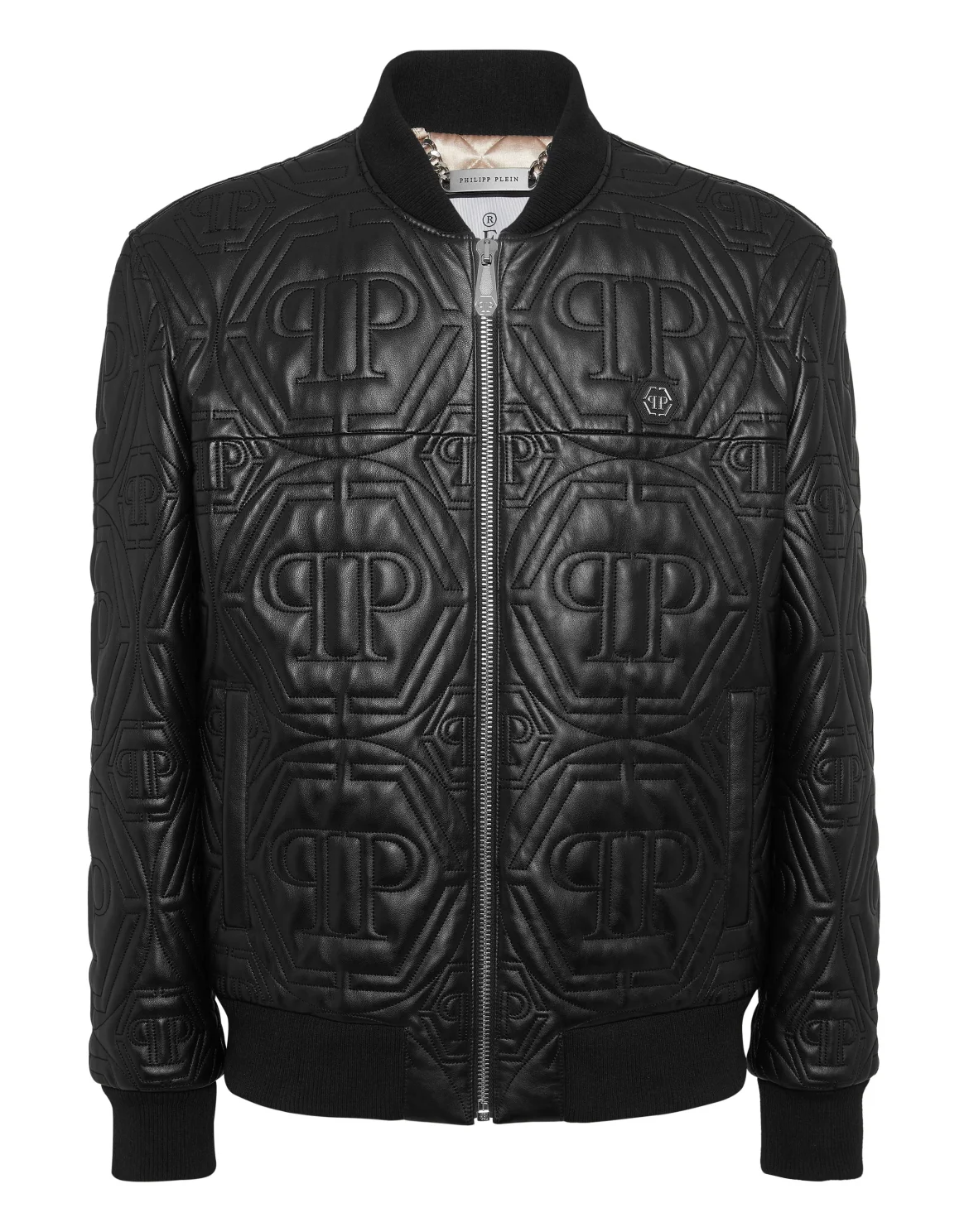 Embossed Leather Bomber Monogram, цвет: Черный