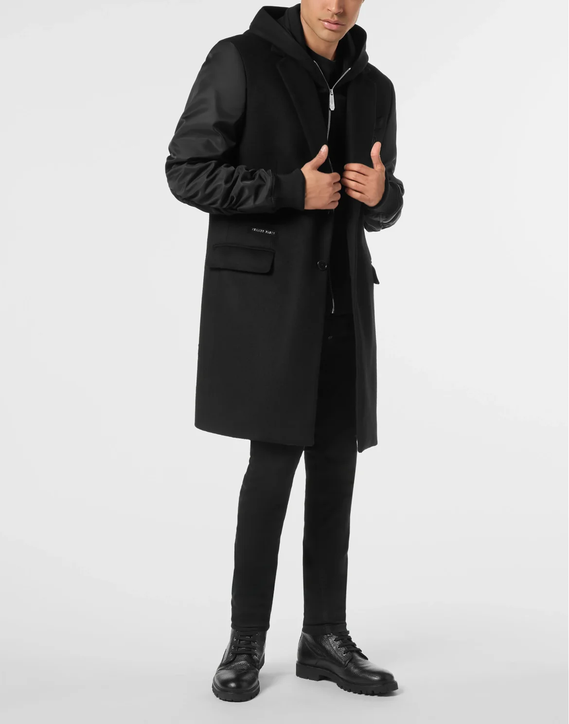Composed Hooded Coat Plein Deluxe Signature, цвет: Черный