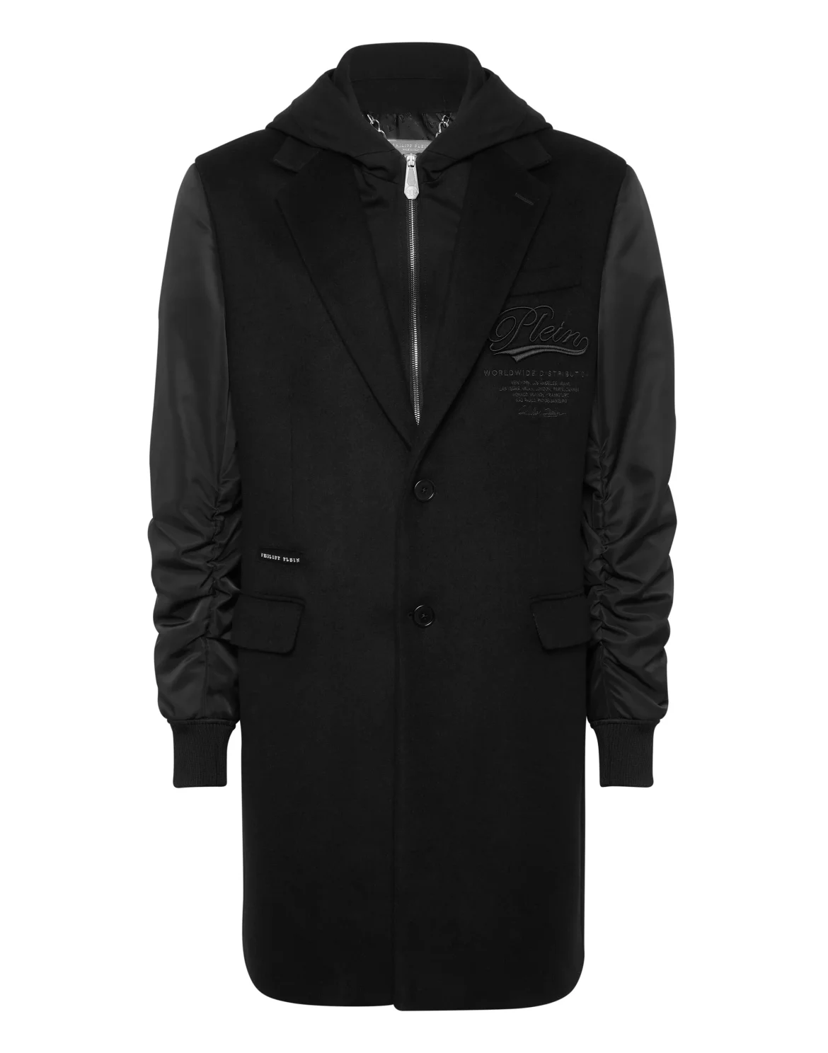 Composed Hooded Coat Plein Deluxe Signature, цвет: Черный