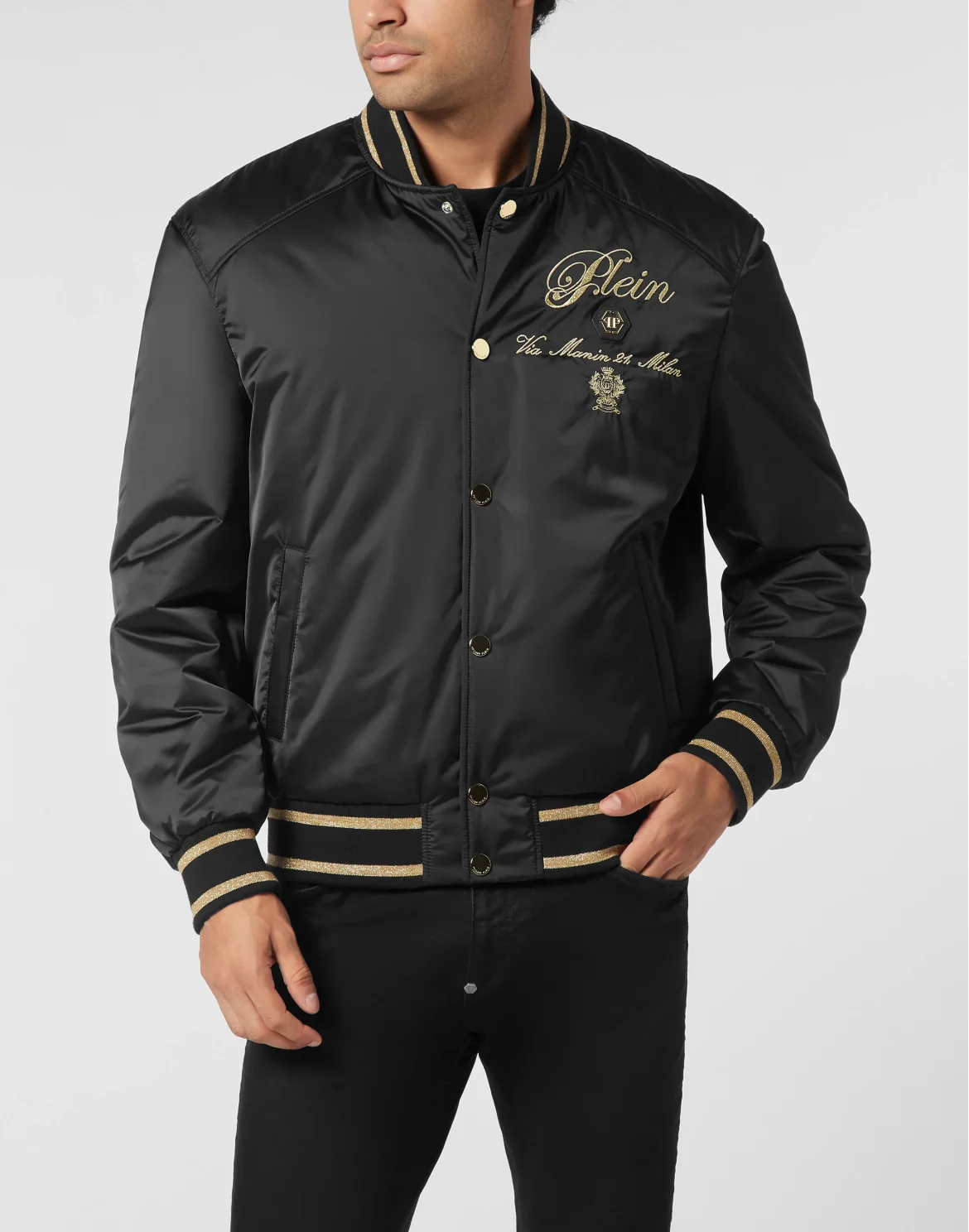 Satin Bomber Jacket Contrast Late Checkout, цвет: Черный
