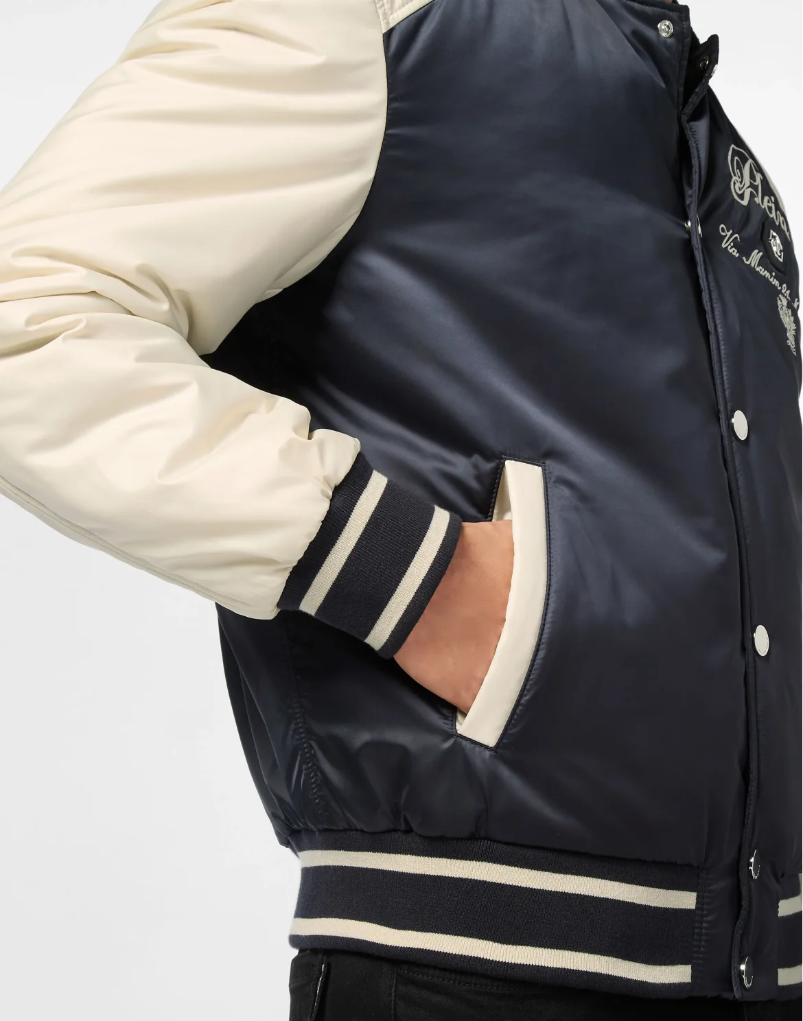 Satin Bomber Jacket Contrast Late Checkout, цвет: Синий