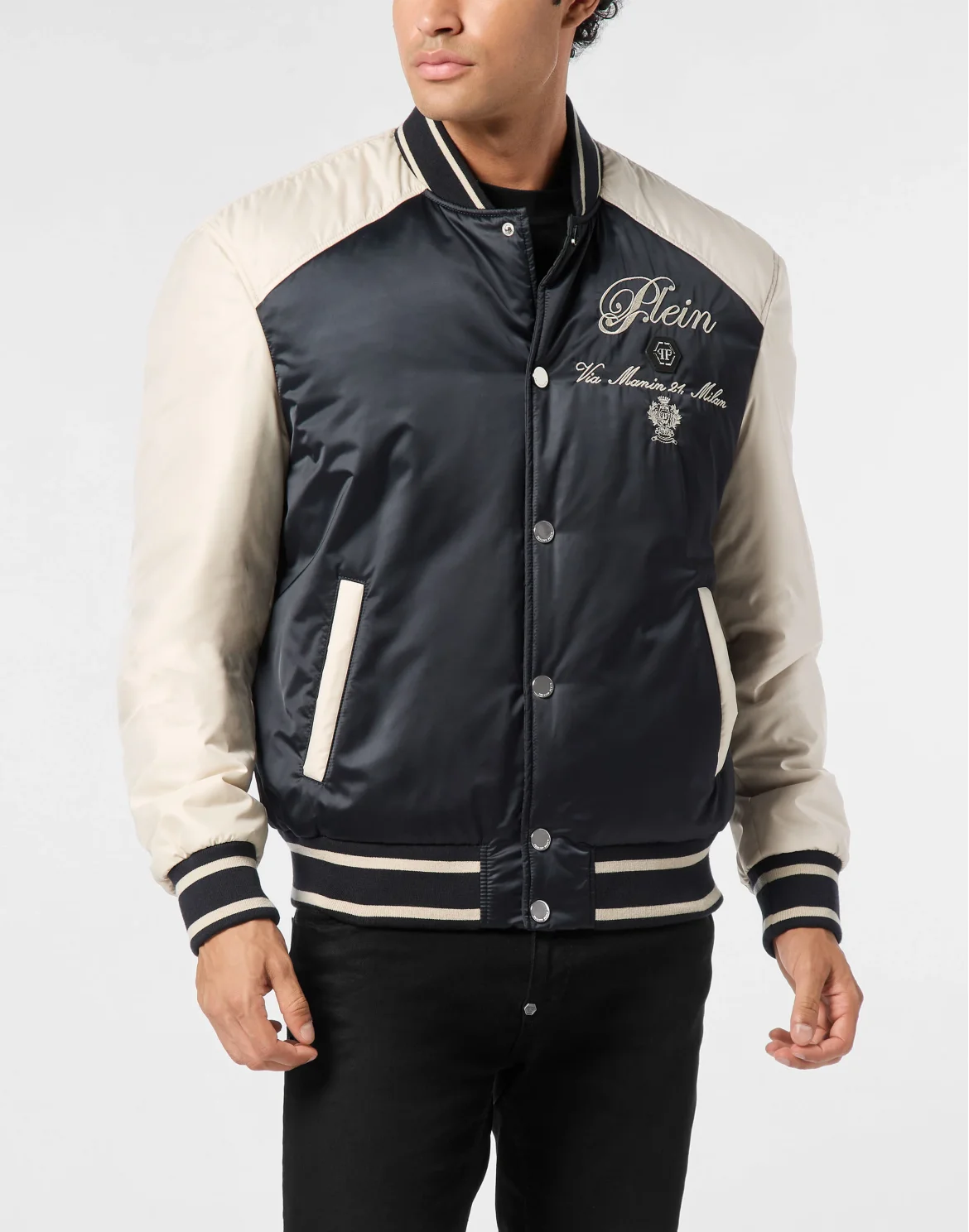 Satin Bomber Jacket Contrast Late Checkout, цвет: Синий