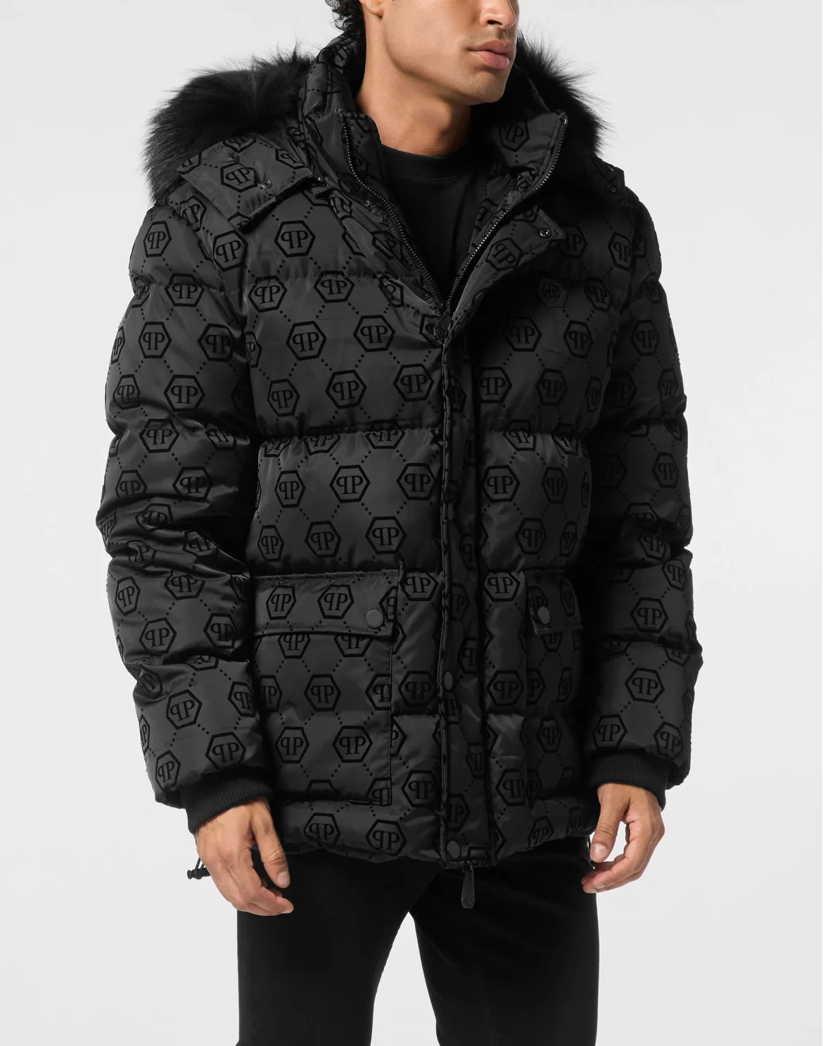 Mid Length Down Jacket Monogram, цвет: Черный