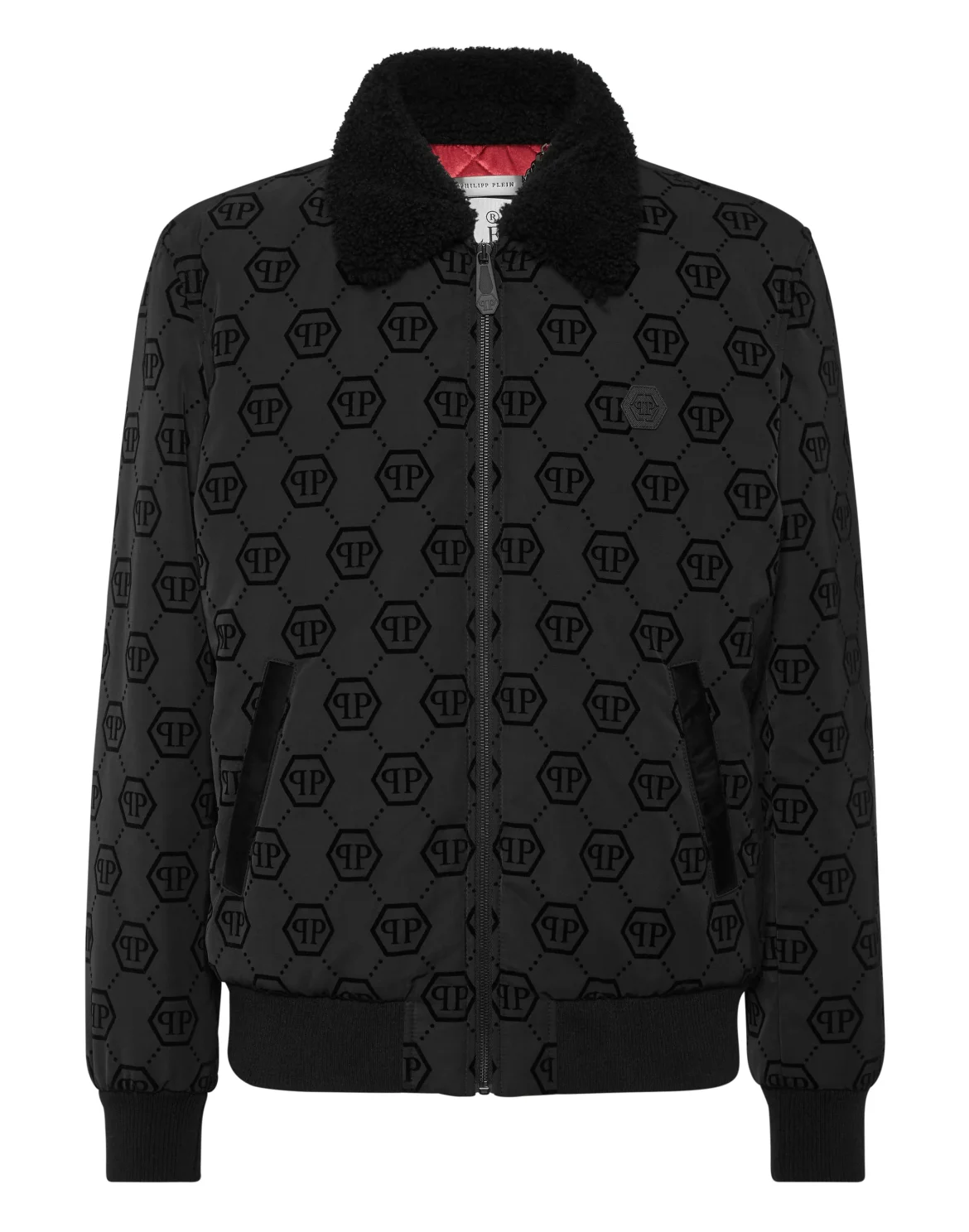 Wool Aviator Bomber with Shearling Collar Monogram, цвет: Черный