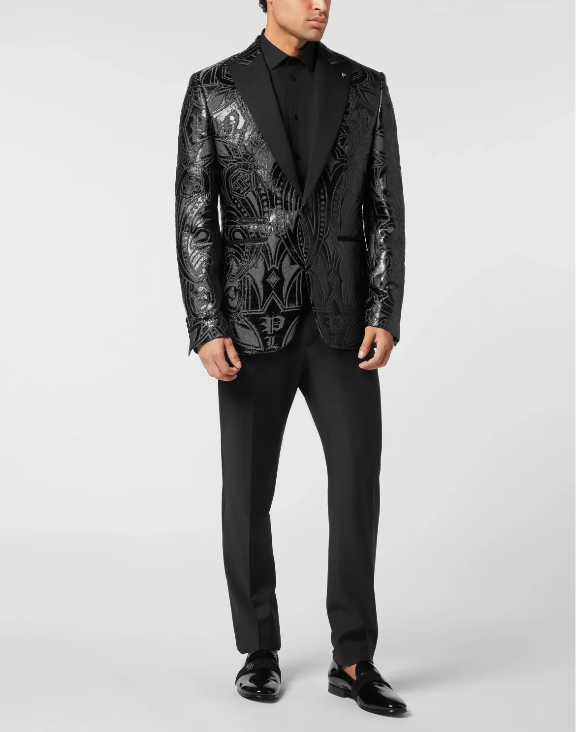 Jacquard Lord Fit Blazer Gothic Plein, цвет: Черный