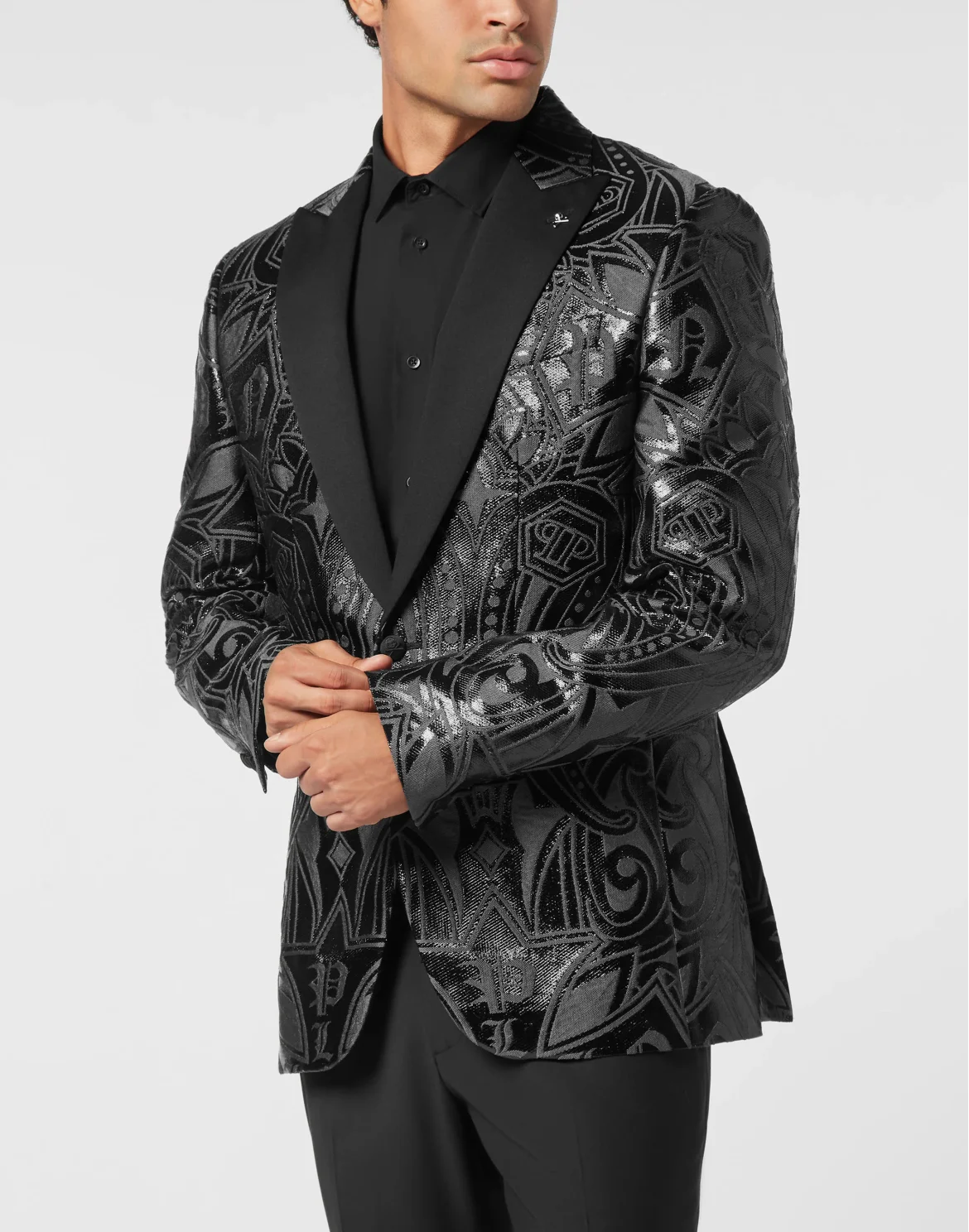 Jacquard Lord Fit Blazer Gothic Plein, цвет: Черный