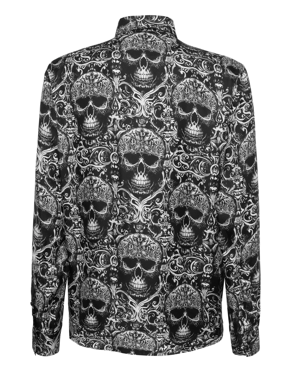 Printed Silk Shirt All Over Skull, цвет: Черный
