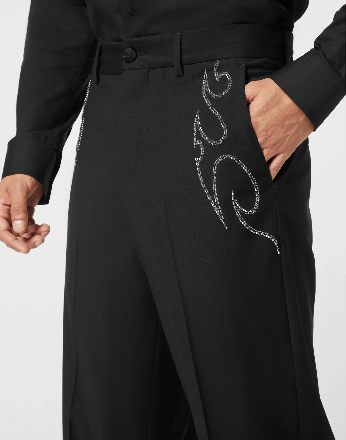 Loose Fit Trousers Texas Studs, цвет: Черный
