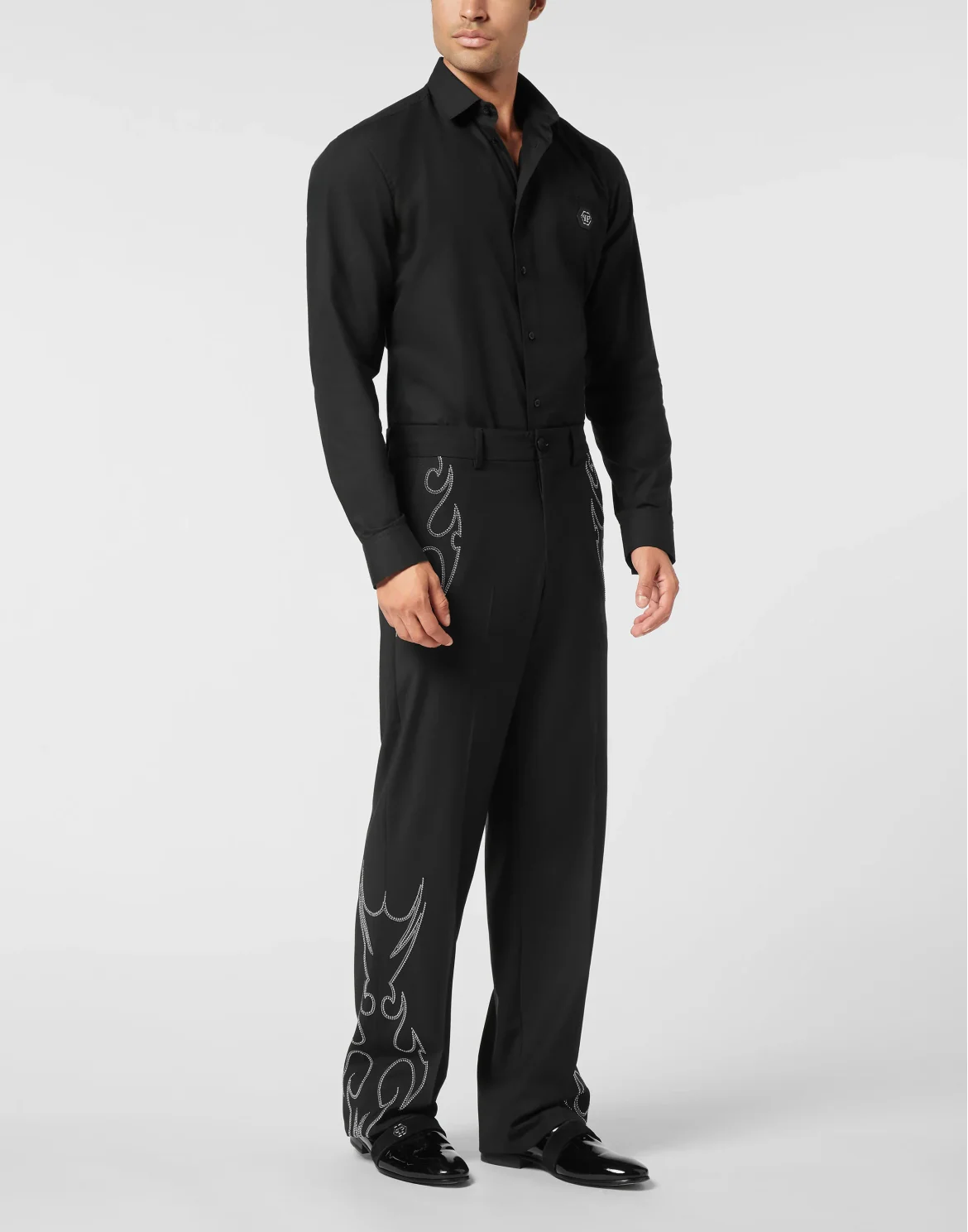 Loose Fit Trousers Texas Studs, цвет: Черный